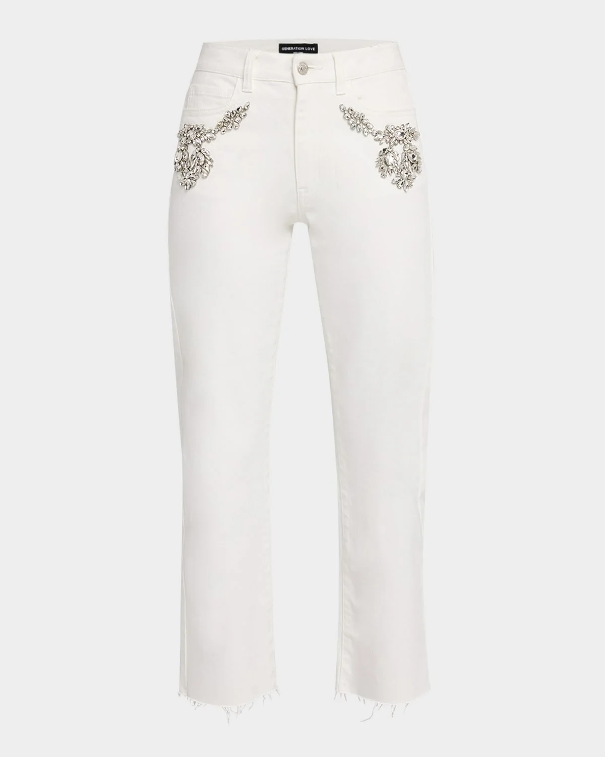 Carolyn Embellished Straight Crop Jeans - 1