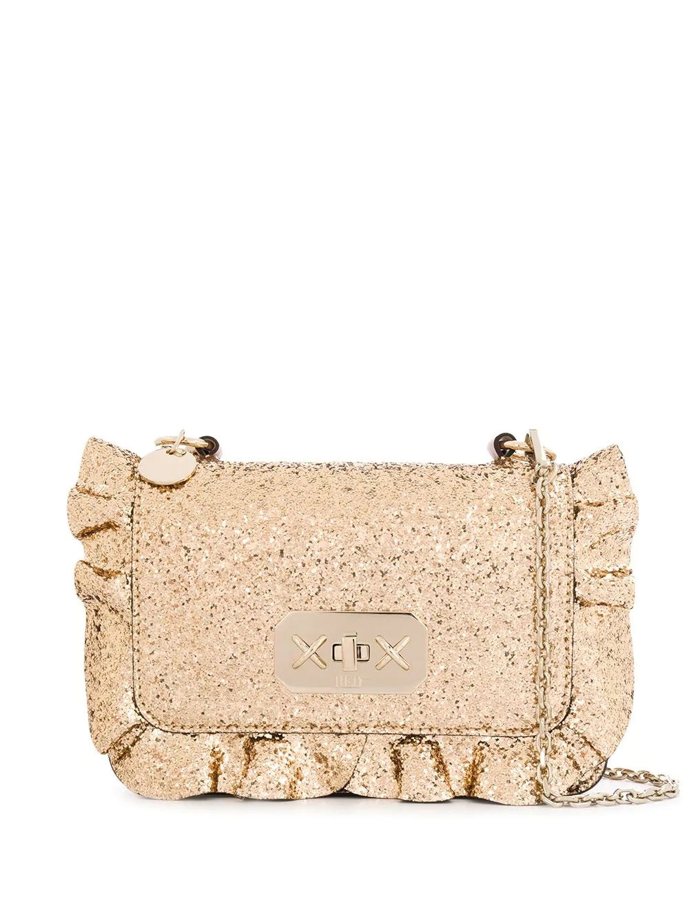 ruffle-detailed glitter crossbody bag - 1