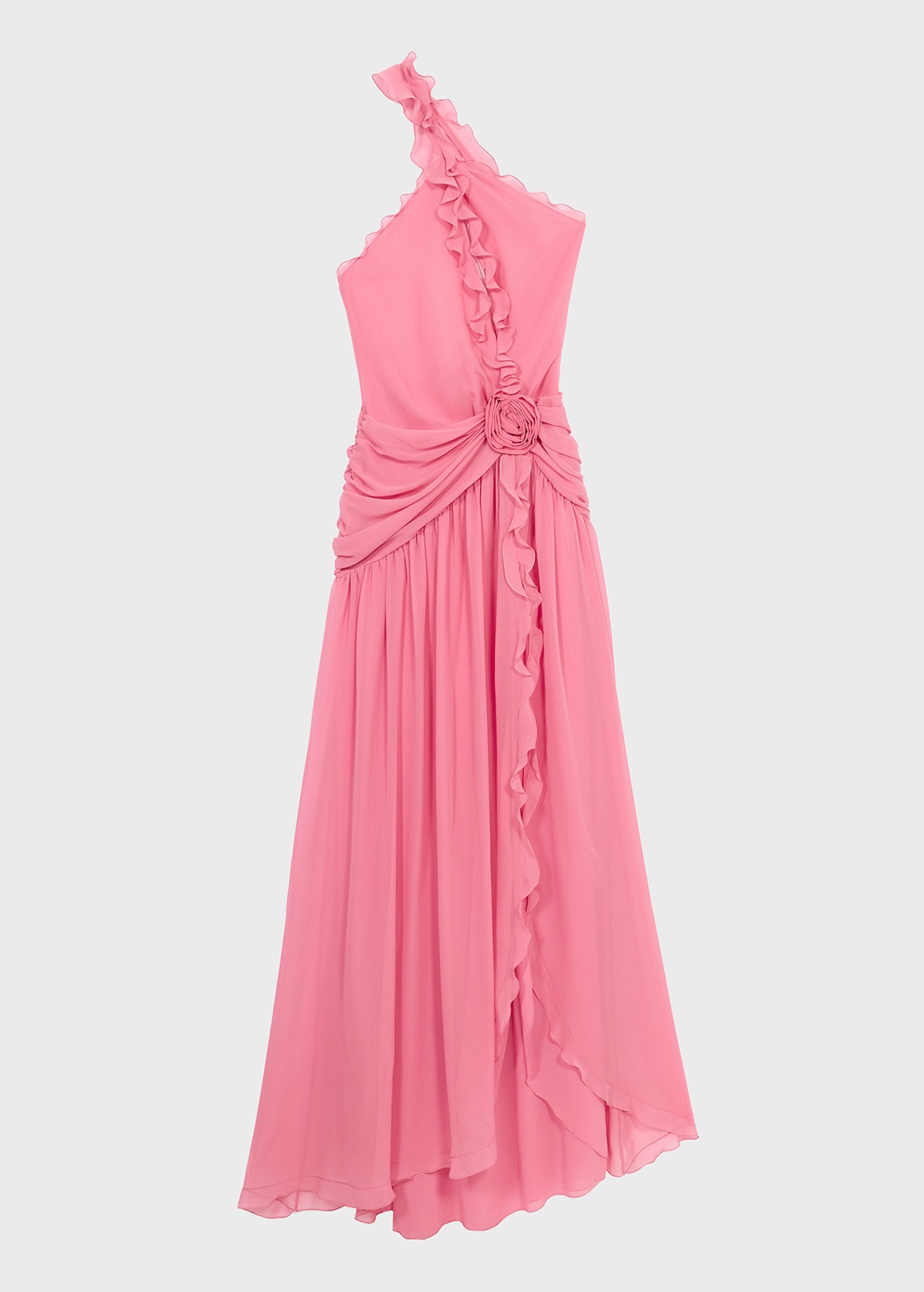 ONE-SHOULDER DRESS IN SILK GEORGETTE - 1