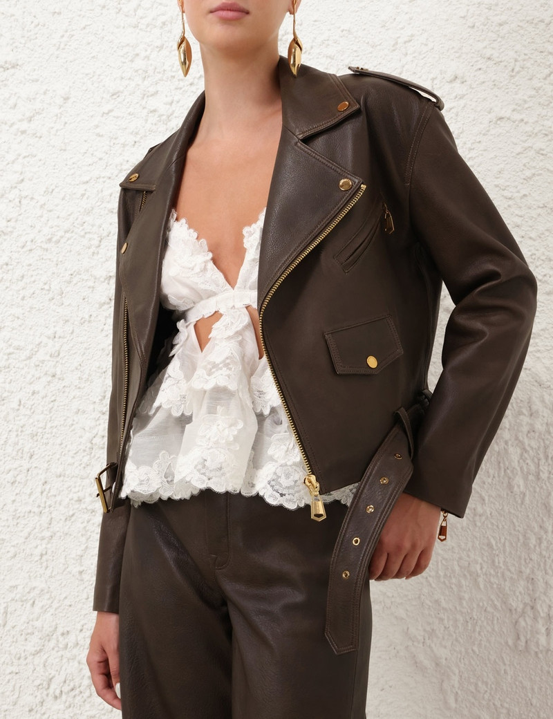 Zimmermann CRUSH LEATHER BIKER JACKET outlook