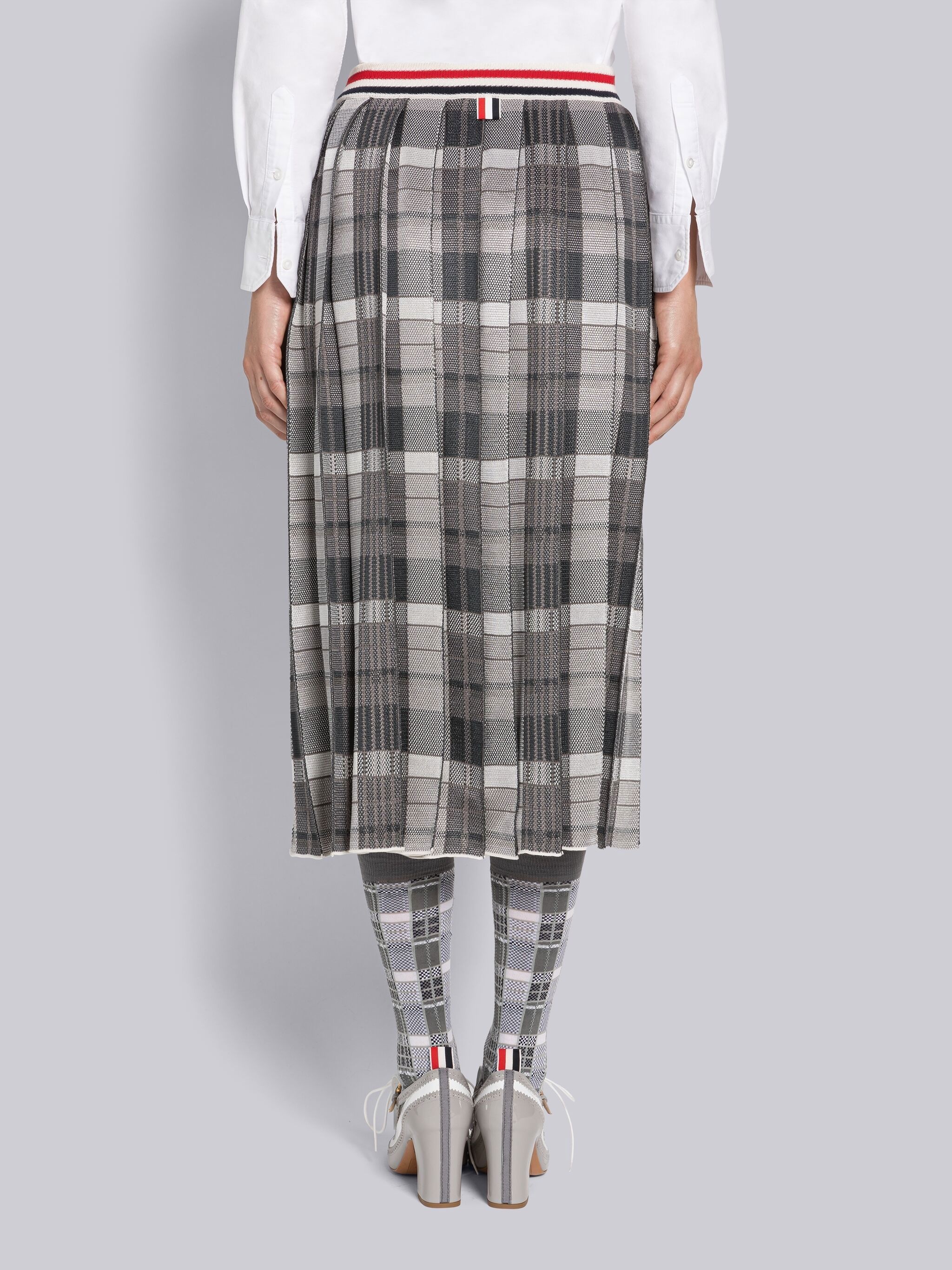 Silk Cotton Madras Below the Knee Pleated Skirt - 3