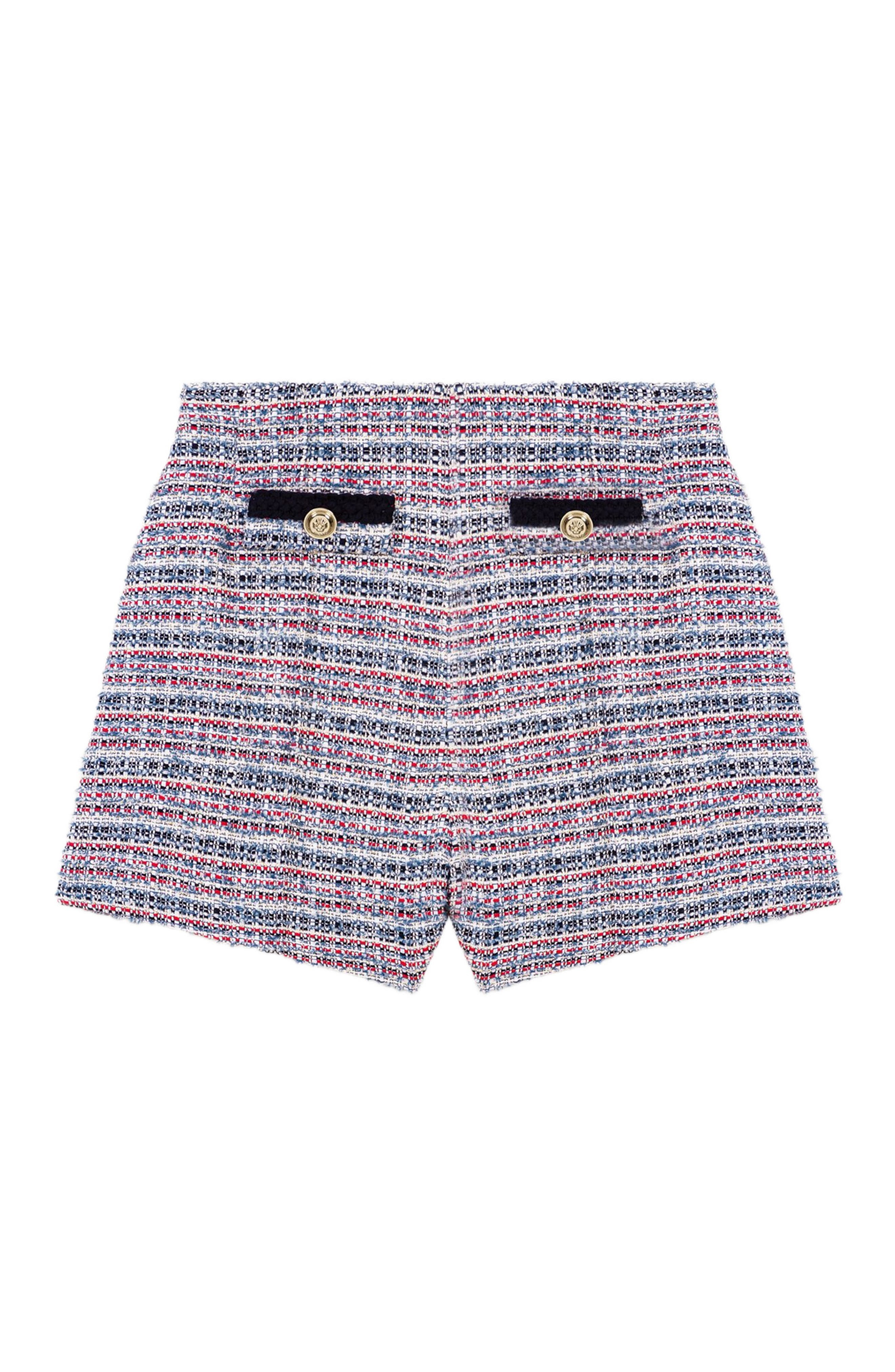 maje Tweed shorts with contrasting trim in Blue /Red at Nordstrom - 6