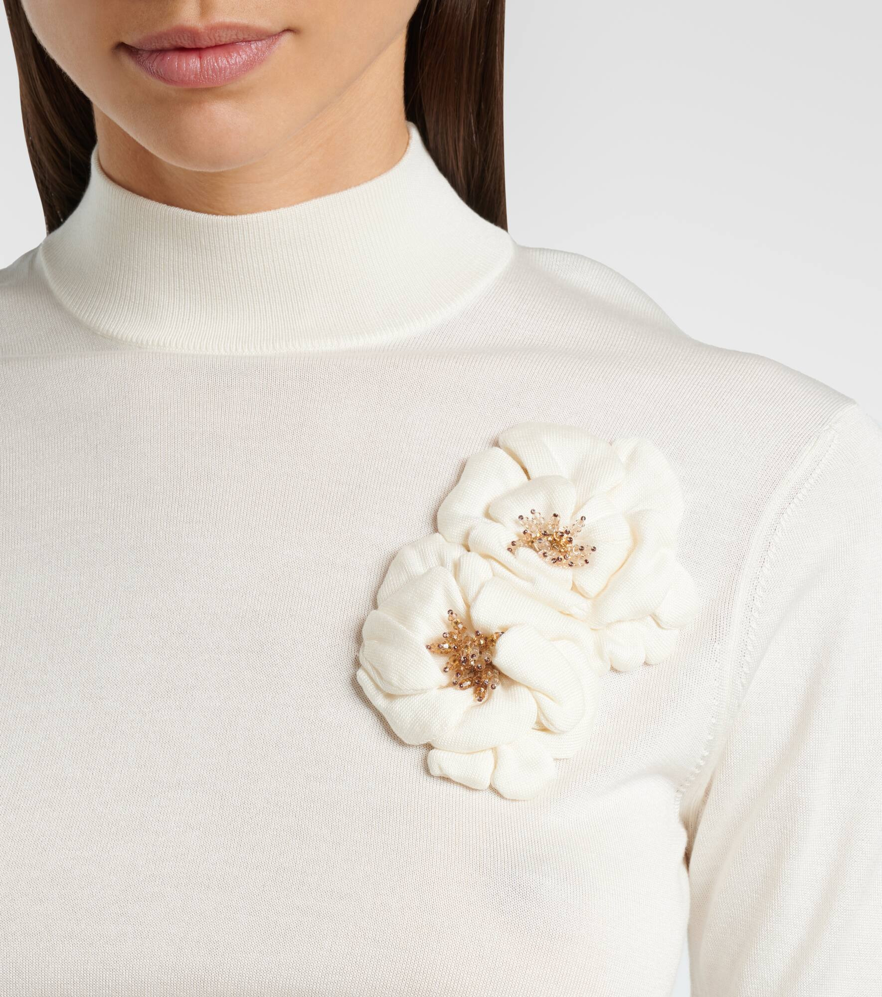 Embellished turtleneck silk top - 5
