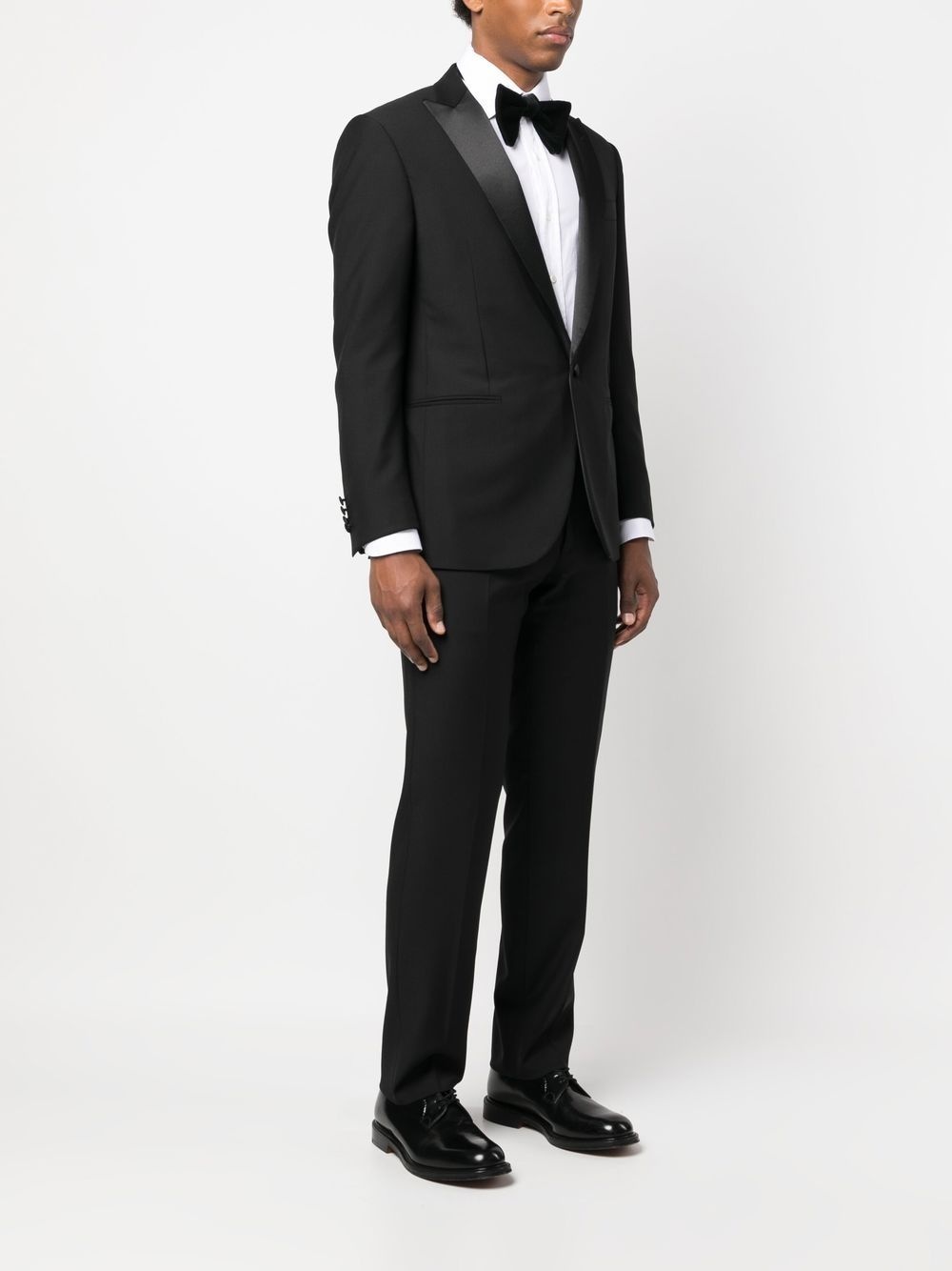 peak lapel single-breasted virgin-wool suit - 3
