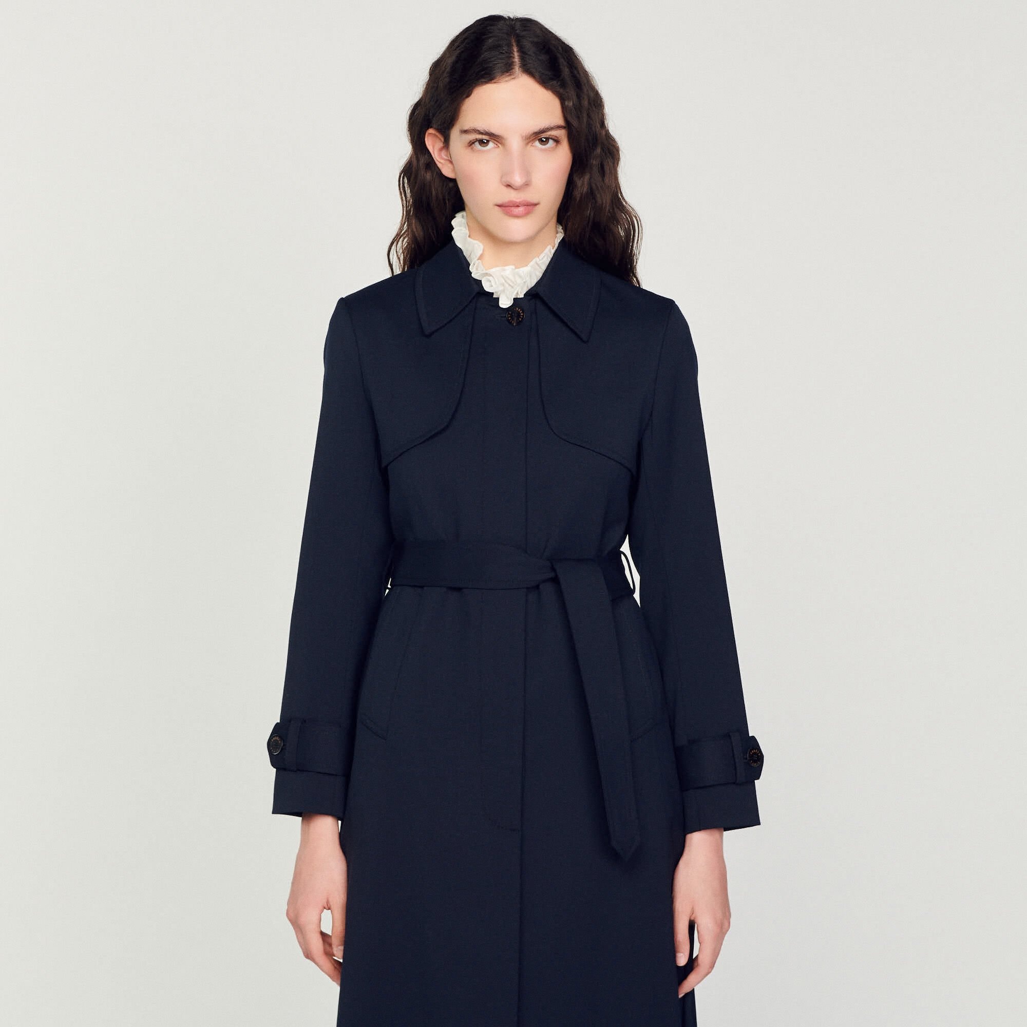 TRENCH COAT WITH PLEATED INSET - 5