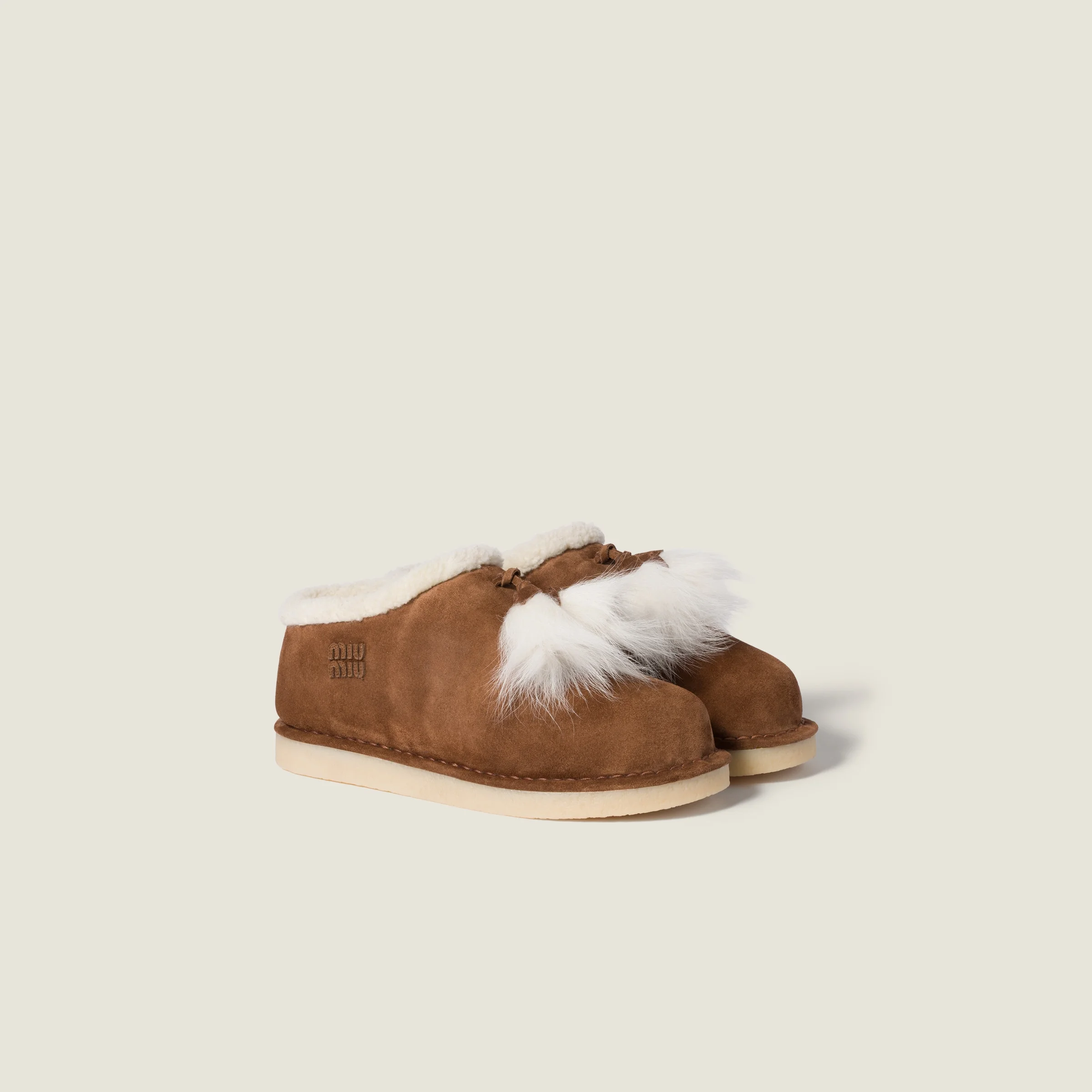 Suede and shearling mules - 1