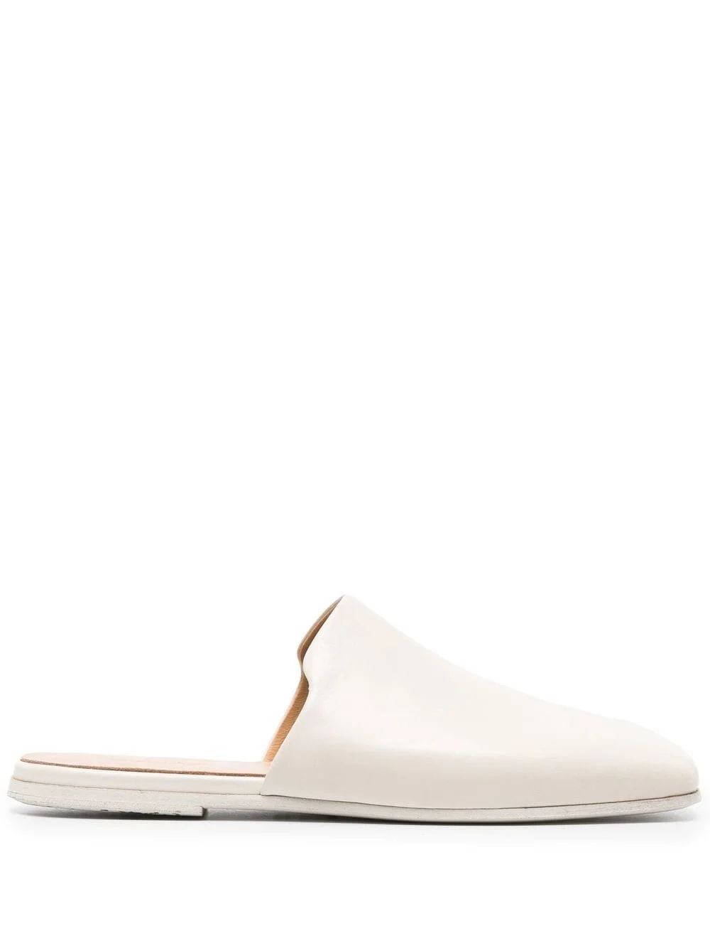 square-shape leather mules - 1