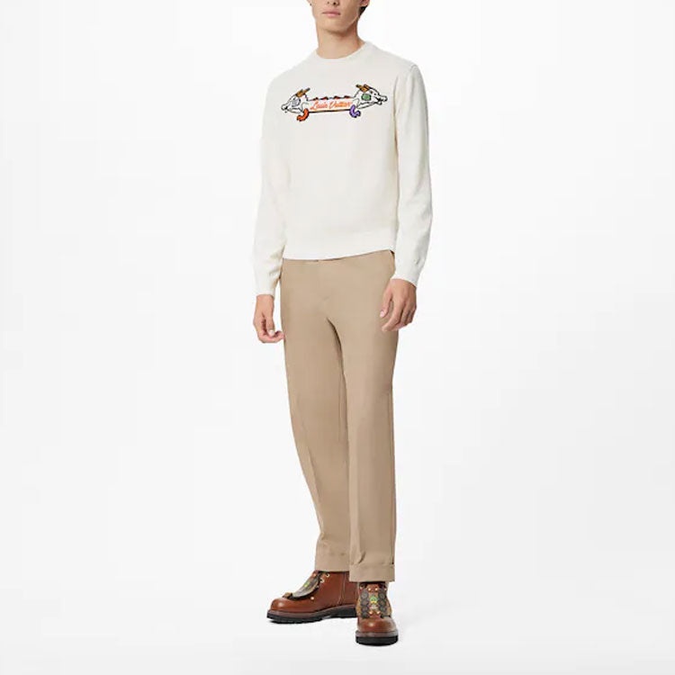 Men's LOUIS VUITTON x NIGO2 Crossover LV2 SS22 Dragon Cartoon Printing Pullover White 1A9GO3 - 2