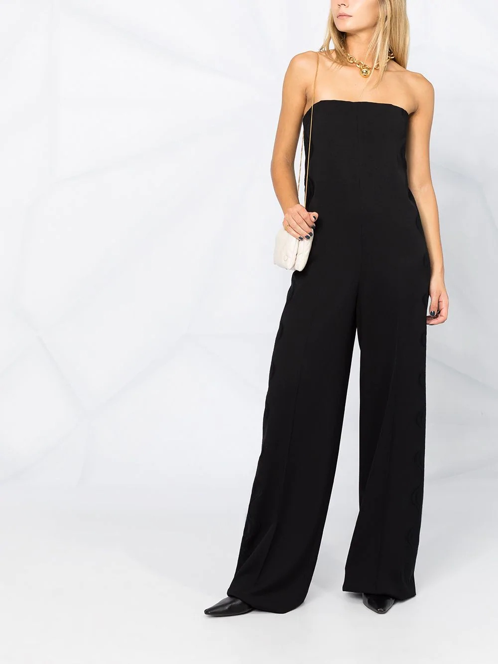 wave-detail strapless jumpsuit - 2