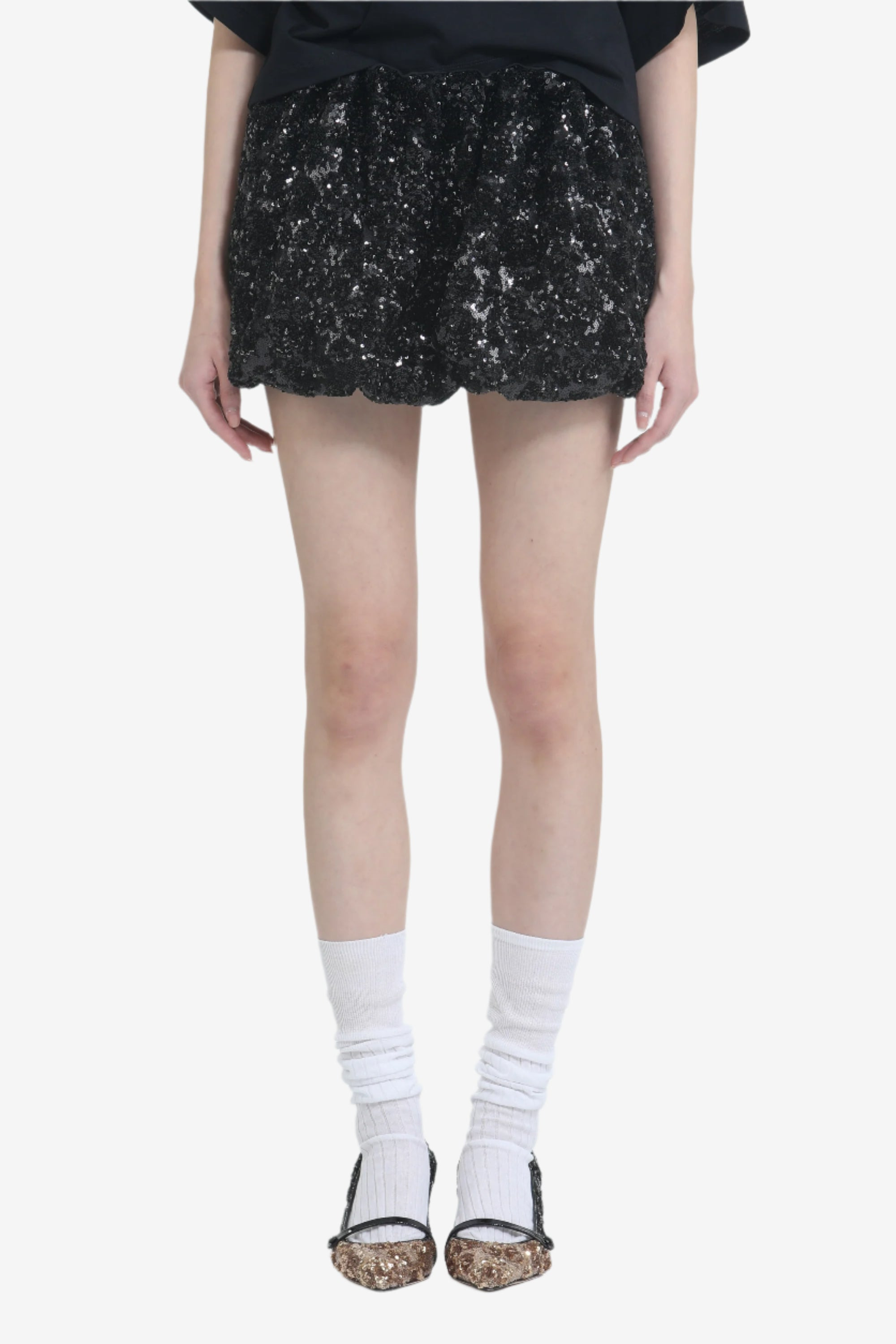 MINI SKIRT WITH SEQUIN FABRIC - 1