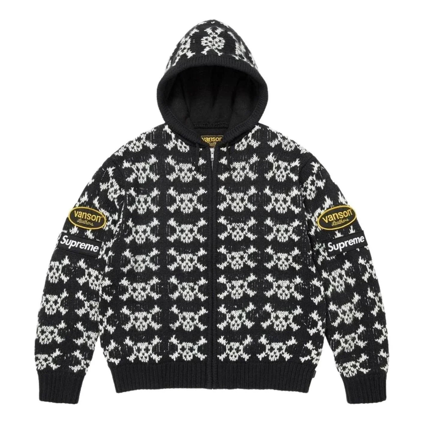 Supreme FW26 x Vanson Leathers Skull Zip Up Hooded Sweater 'Black' SUP-FW26-075-BLK - 1