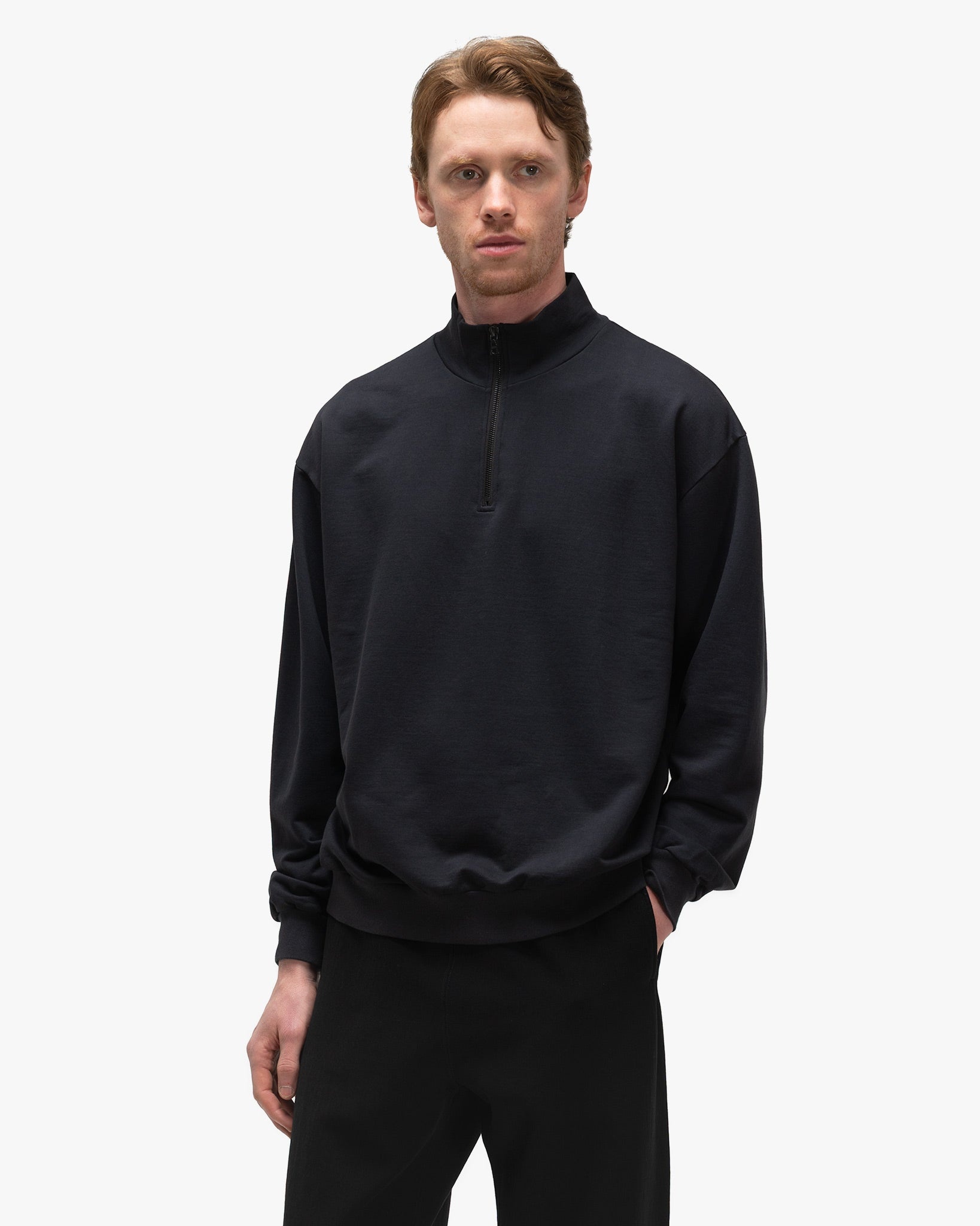 Elastic High Gauge Sweat Half Zip P/O Ink Black - 4
