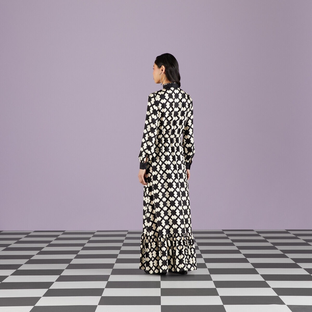 Gucci Rhombus Tile Print Silk Dress - 3