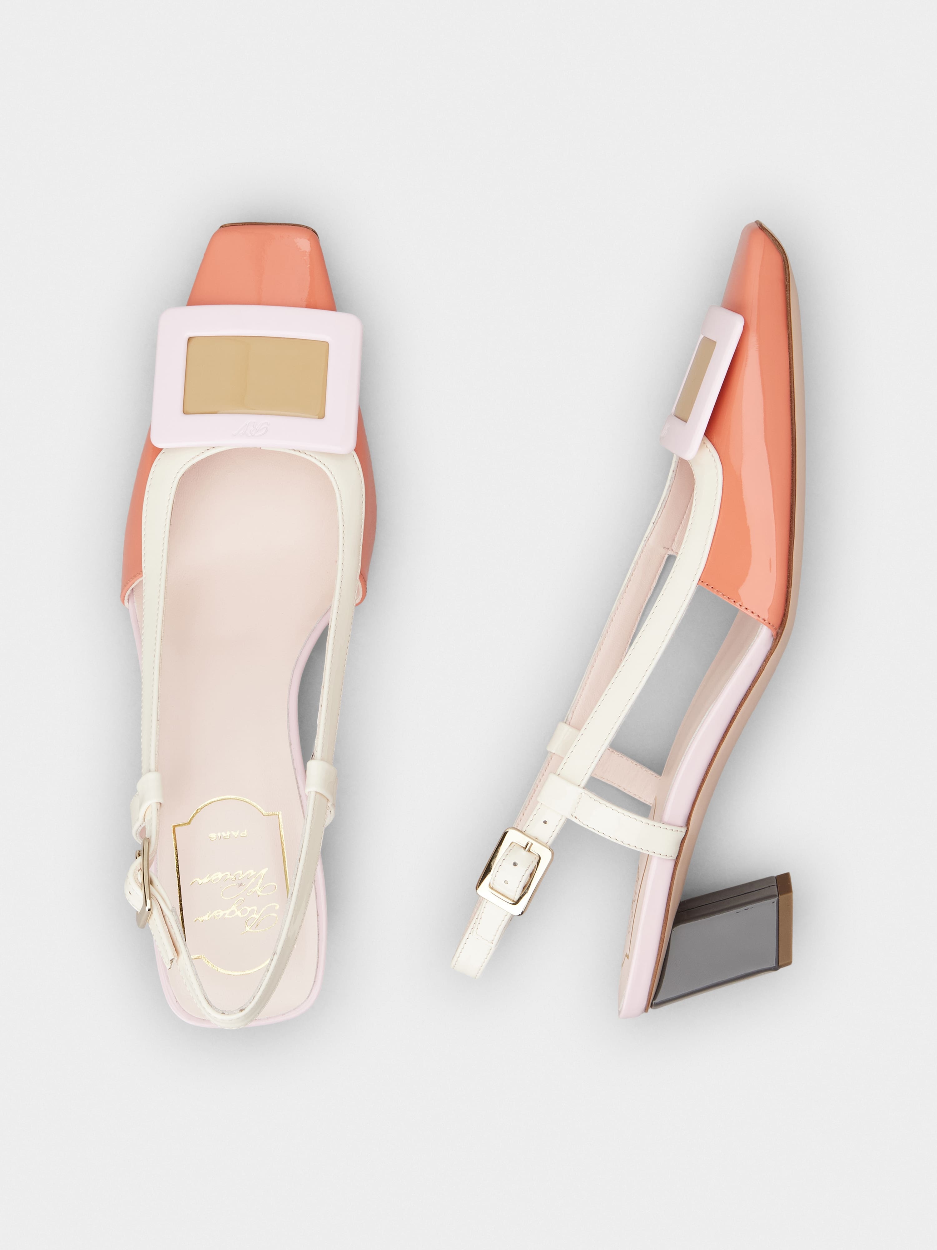 Belle Vivier Covered Buckle Slingback Pumps in Patent Leather - 4