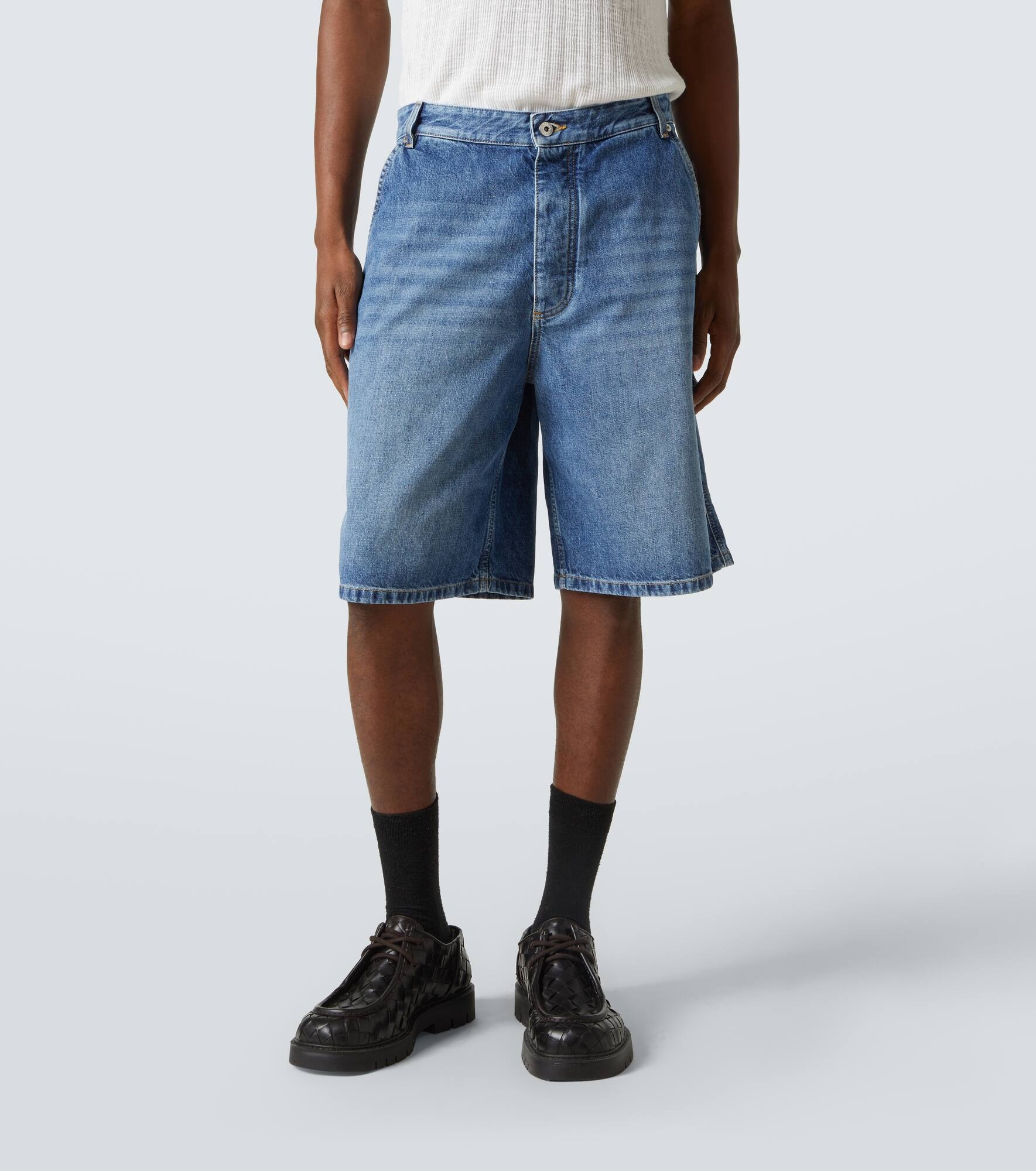 High-rise denim Bermuda shorts - 3