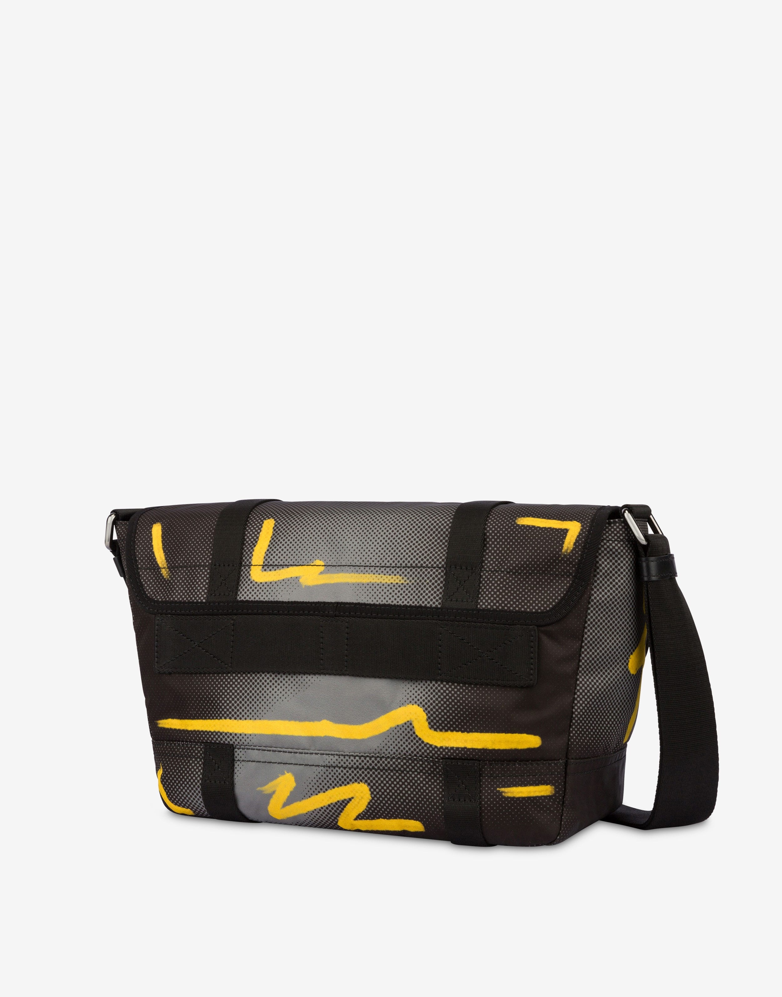 SHADOWS & SQUIGGLES NYLON MESSENGER BAG - 2