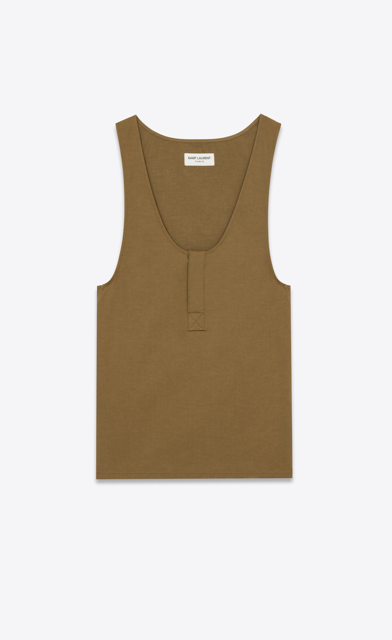 henley tank in cotton twill - 1