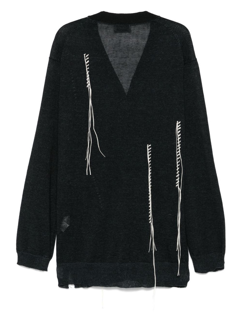 Yohji Yamamoto contrast-stitching cardigan outlook