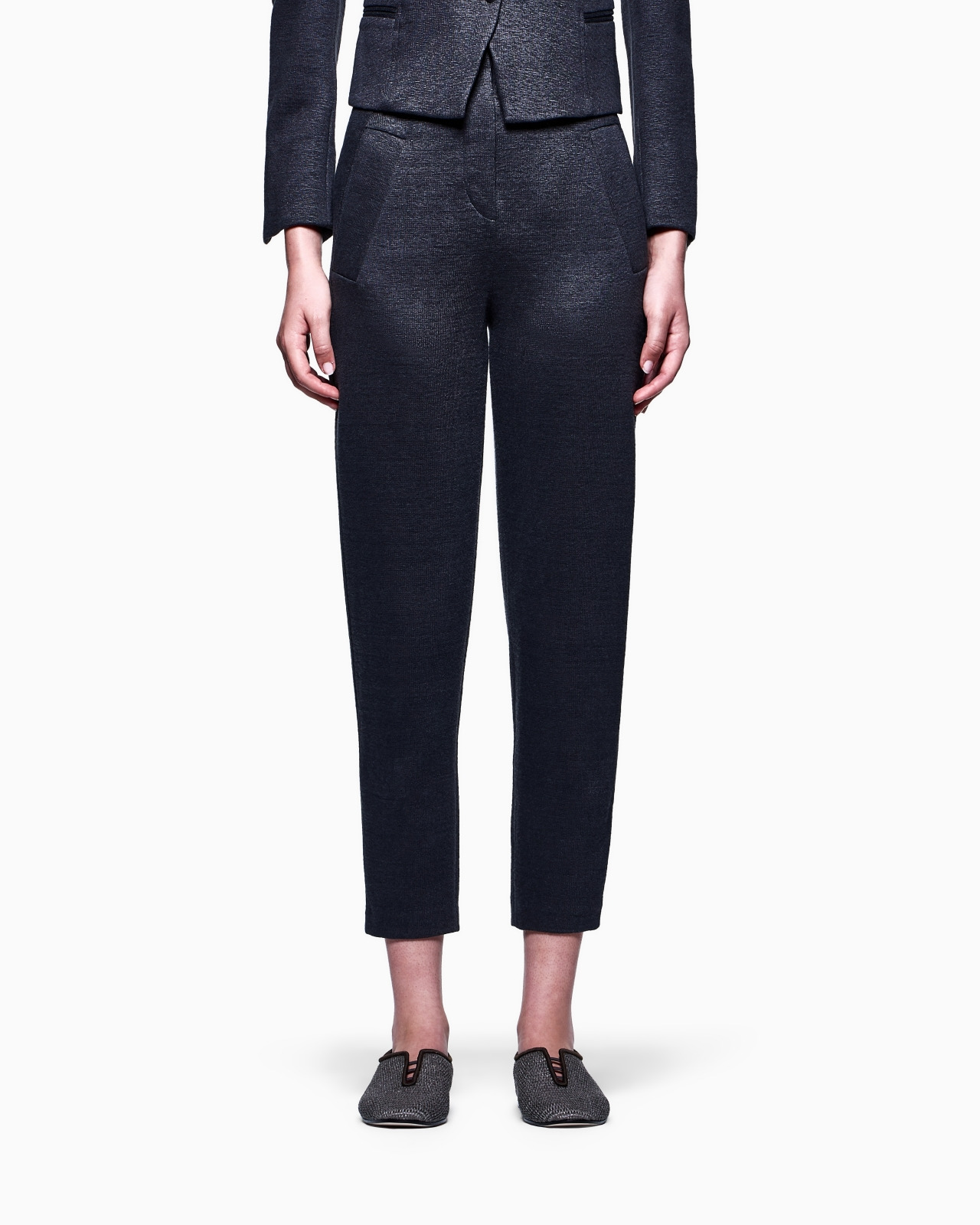 LINEN AND VISCOSE JERSEY STRAIGHT TROUSERS - 4