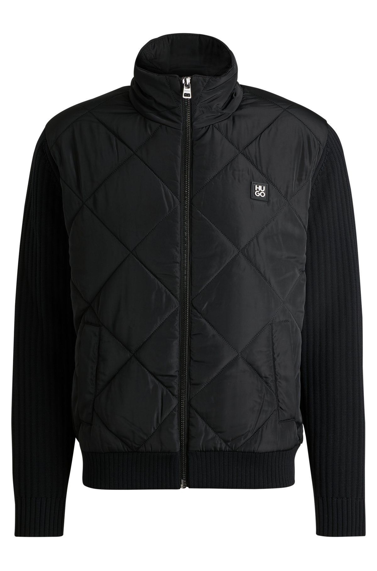 MIXED-MATERIAL JACKET WITH QUILTED FRONT PANEL - 1