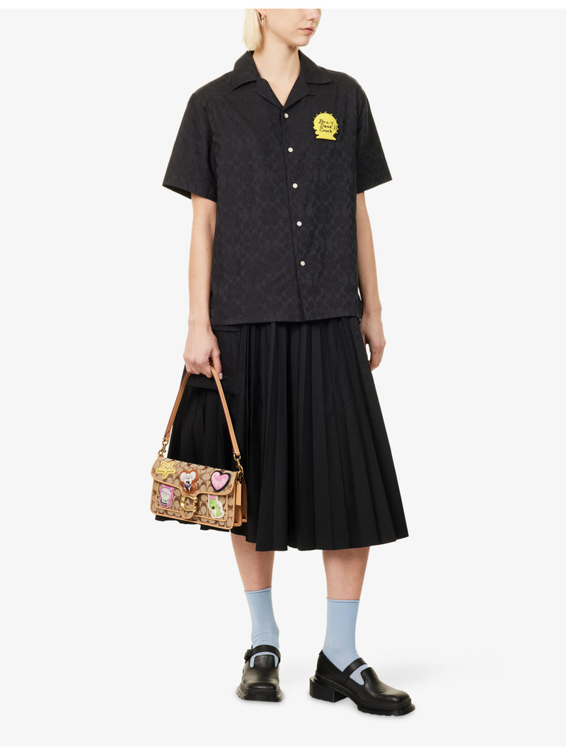 COACH Coach x Brain Dead Logo-Patch Camp Cotton Shirt outlook