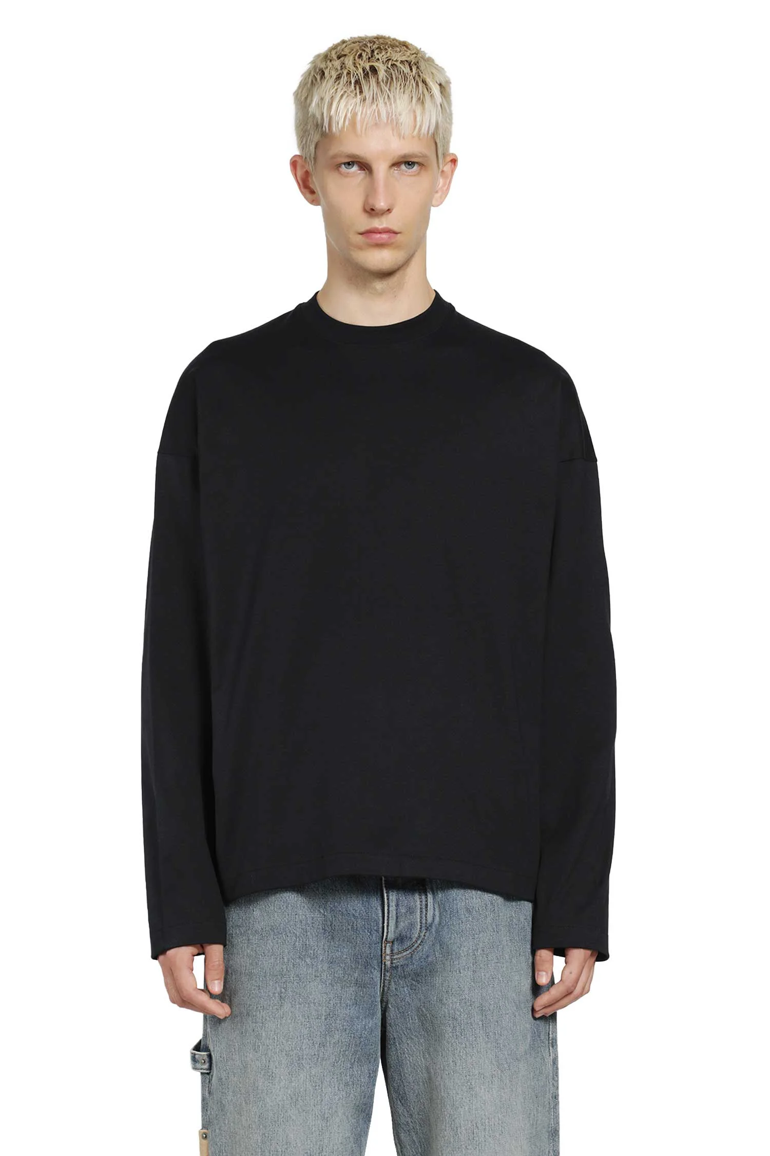 Cotton Crewneck Long Sleeve T-shirt - 1