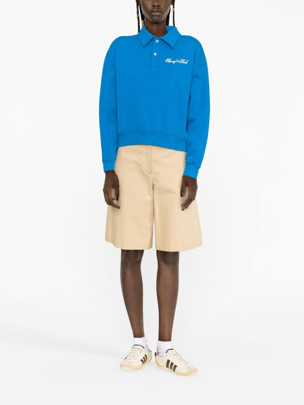 logo-embroidered polo-collar sweatshirt - 2