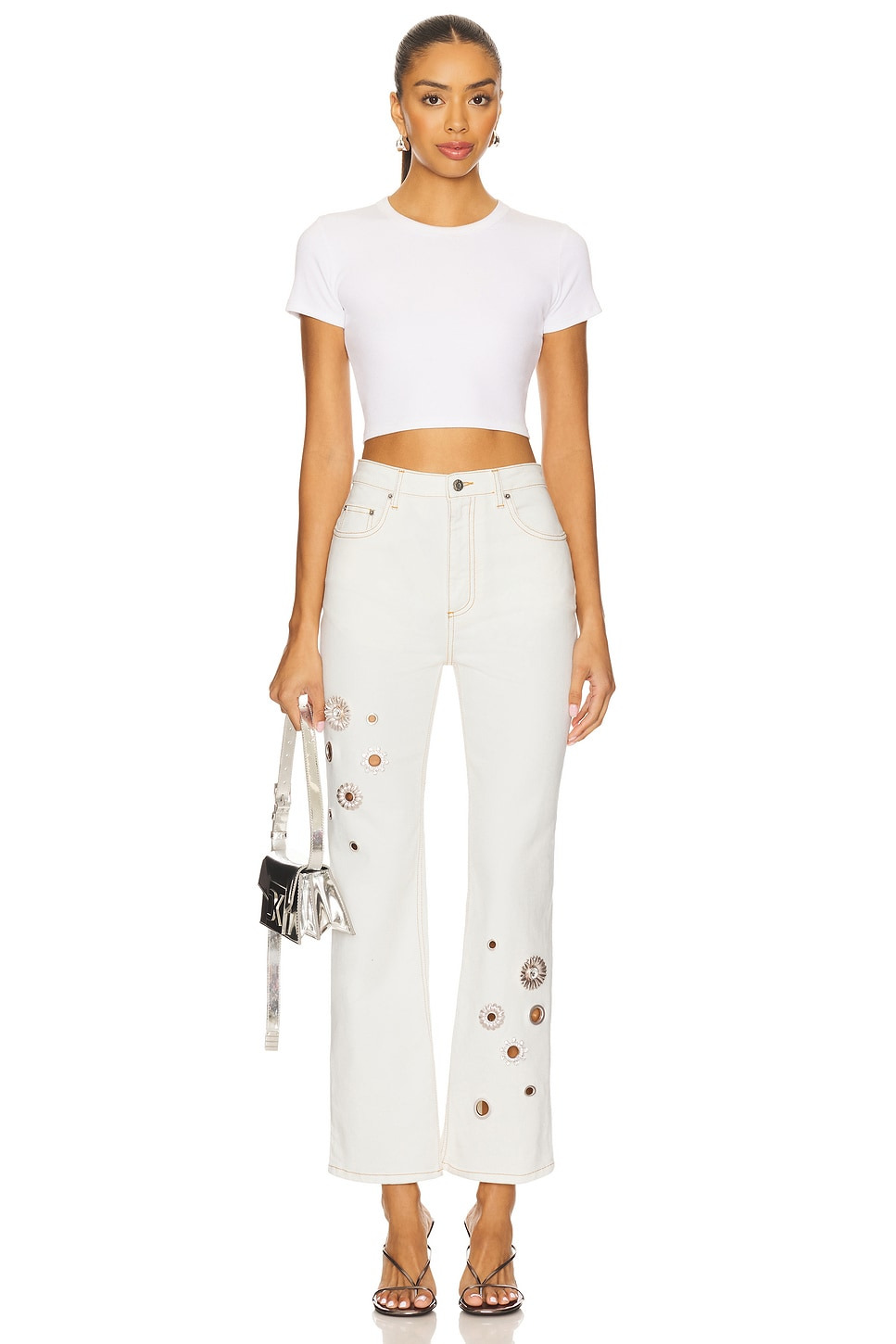 Crystal Grommet Straight Leg Jean - 5