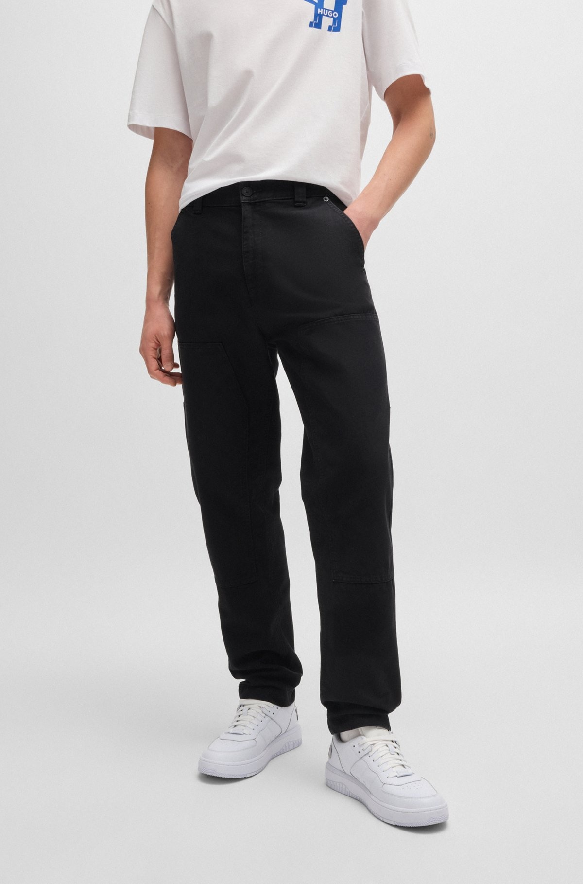 TAPERED-FIT TROUSERS IN COTTON CANVAS - 2