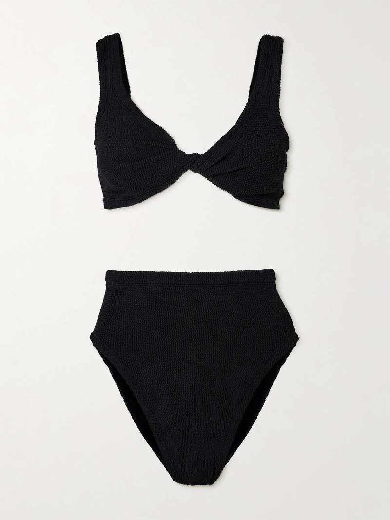 + NET SUSTAIN Jamie twist-front seersucker bikini Black - 1