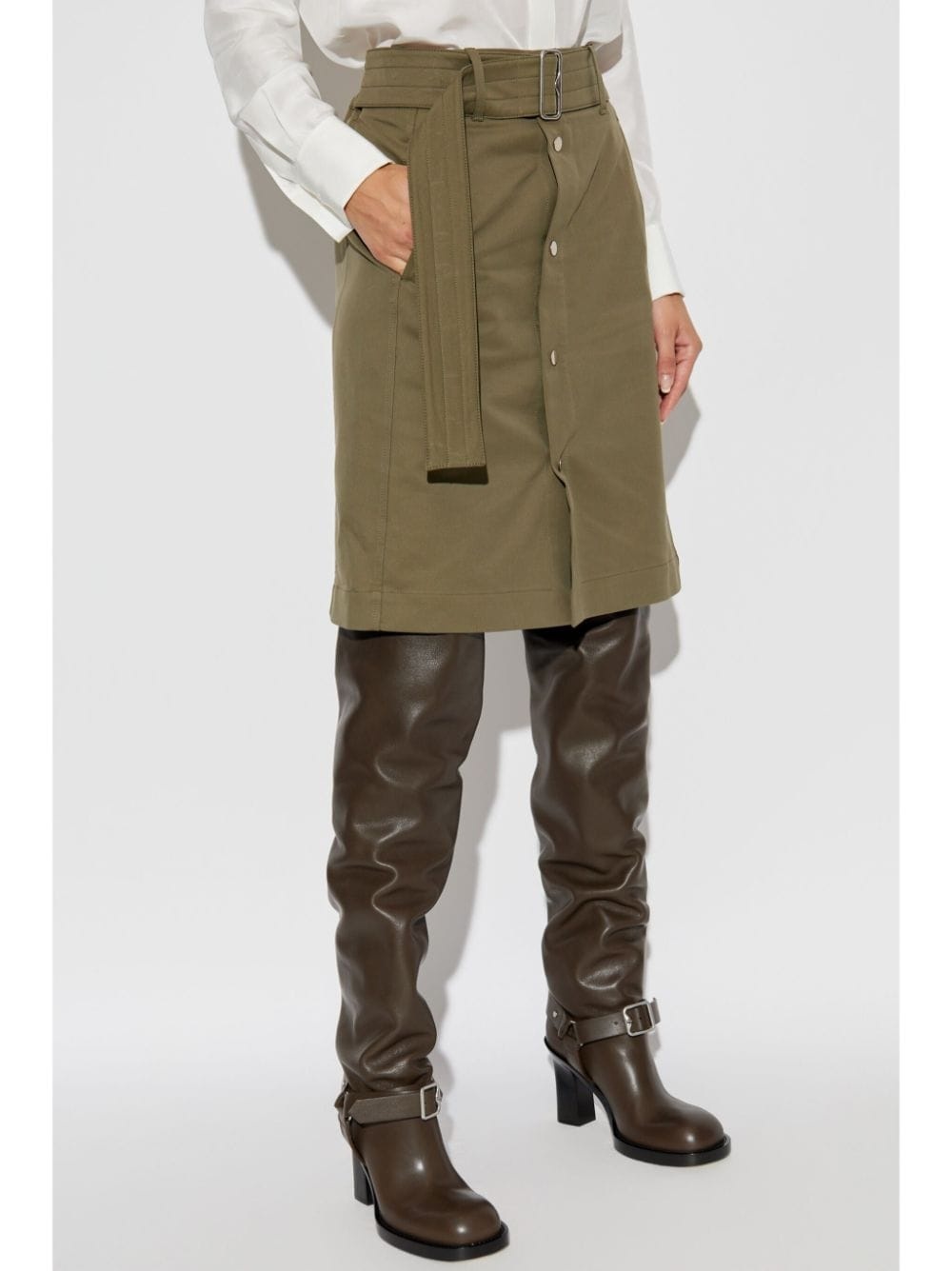 belted-buttoned midi skirt - 3