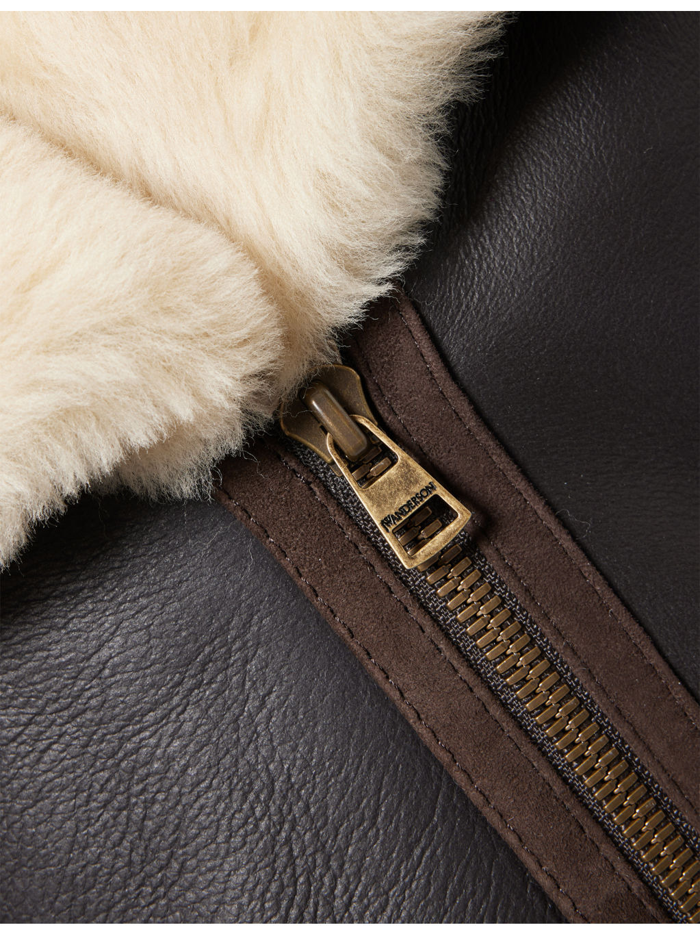 Oversized-Collar Sheepskin Leather Aviator Jacket - 7