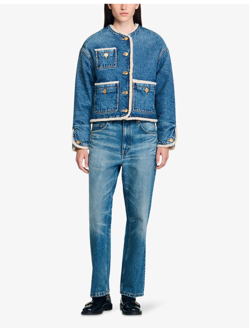 Sandro Patch-Pocket Relaxed-Fit Denim Jacket outlook