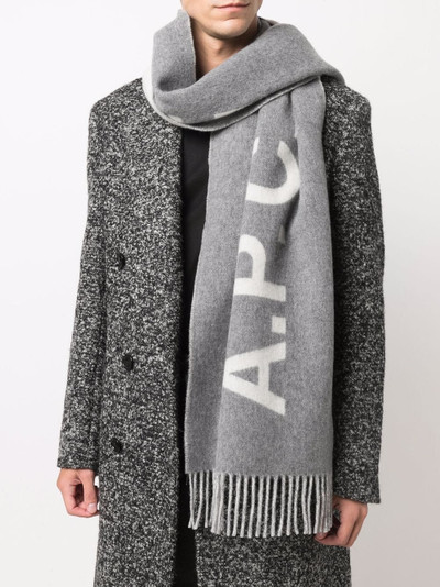 A.P.C. logo-jacquard wool scarf outlook