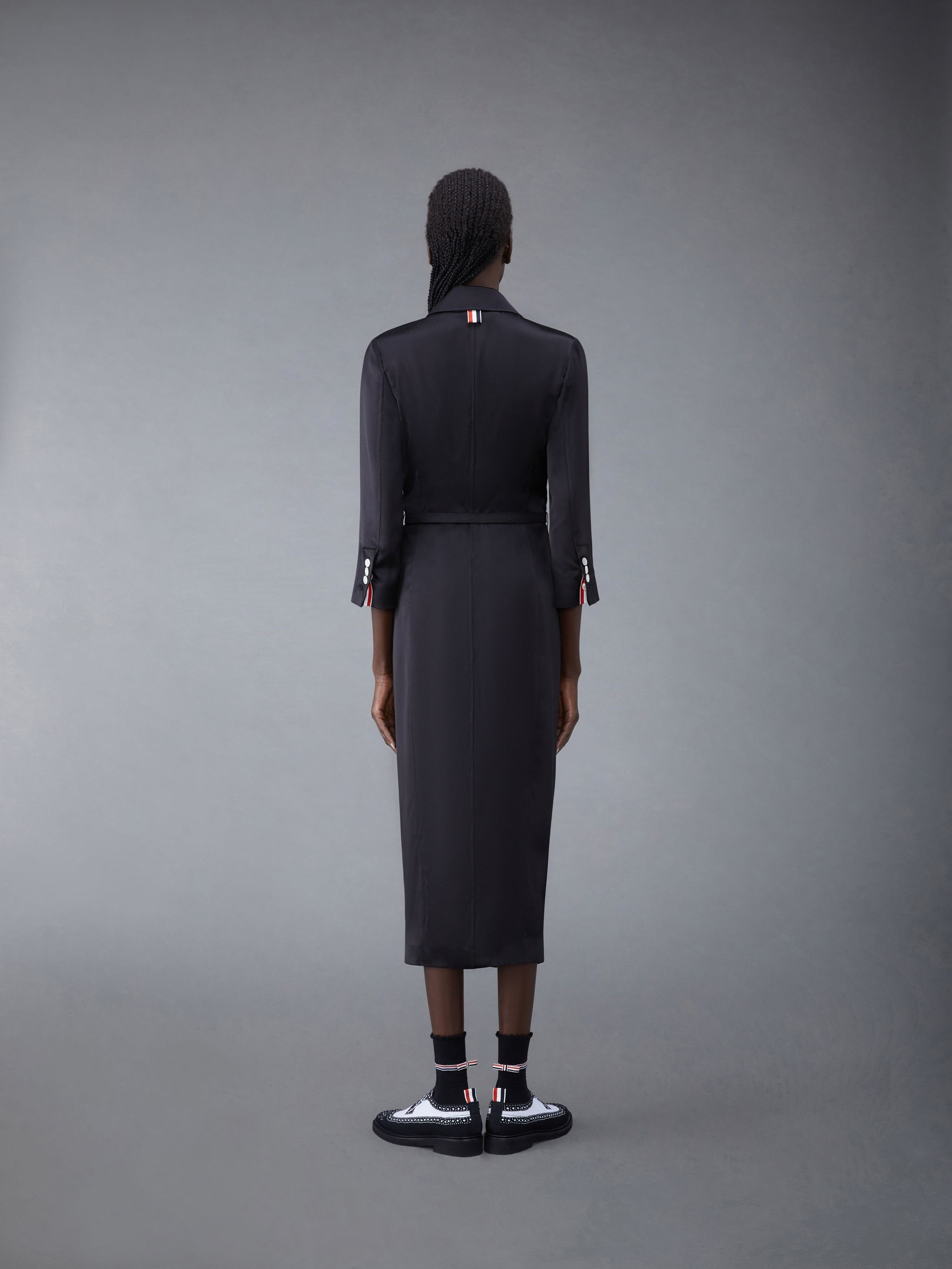 Crepe Back Satin Bal Collar Pencil Dress - 3
