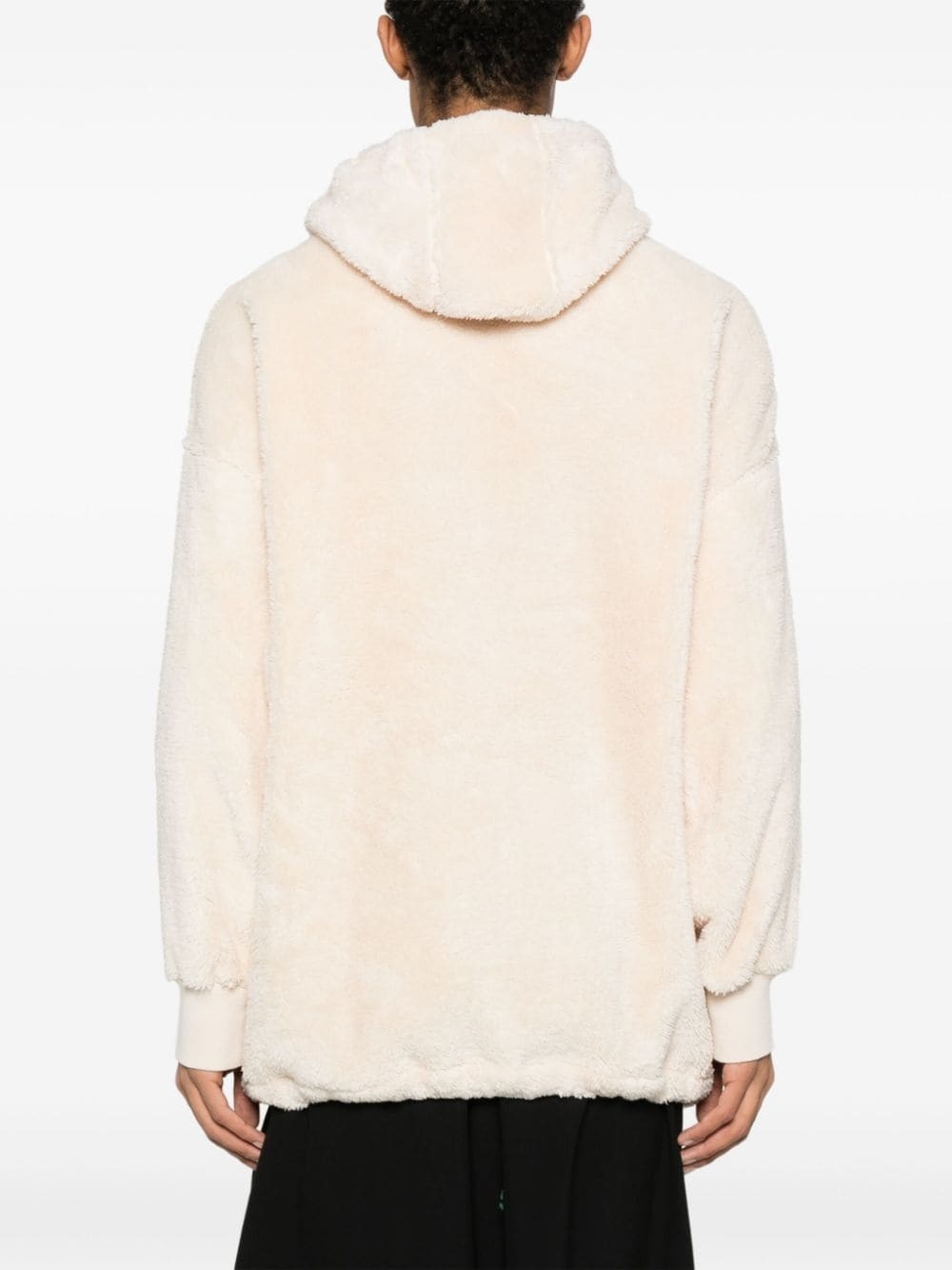 logo-applique fleece hoodie - 4
