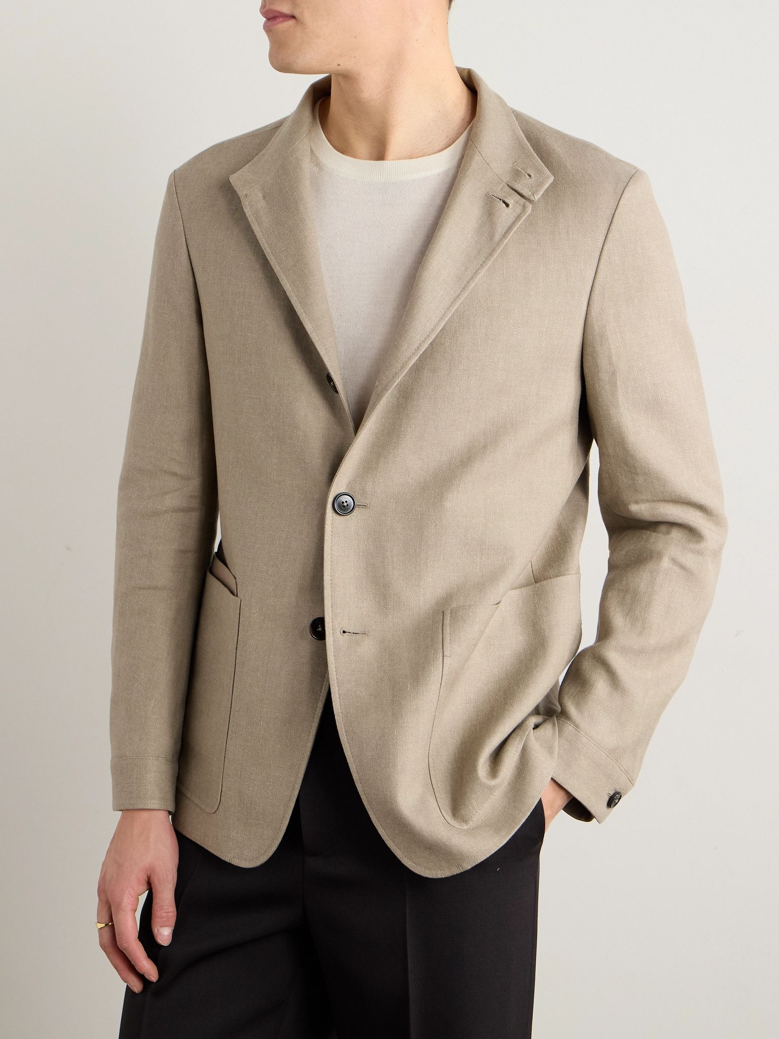 Il Conte Linen and Wool-Blend Jacket Neutral - 6