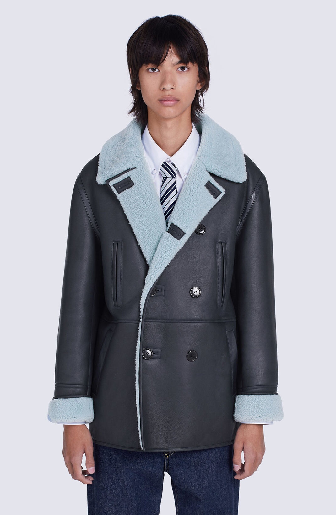 Leather pea coat - 5