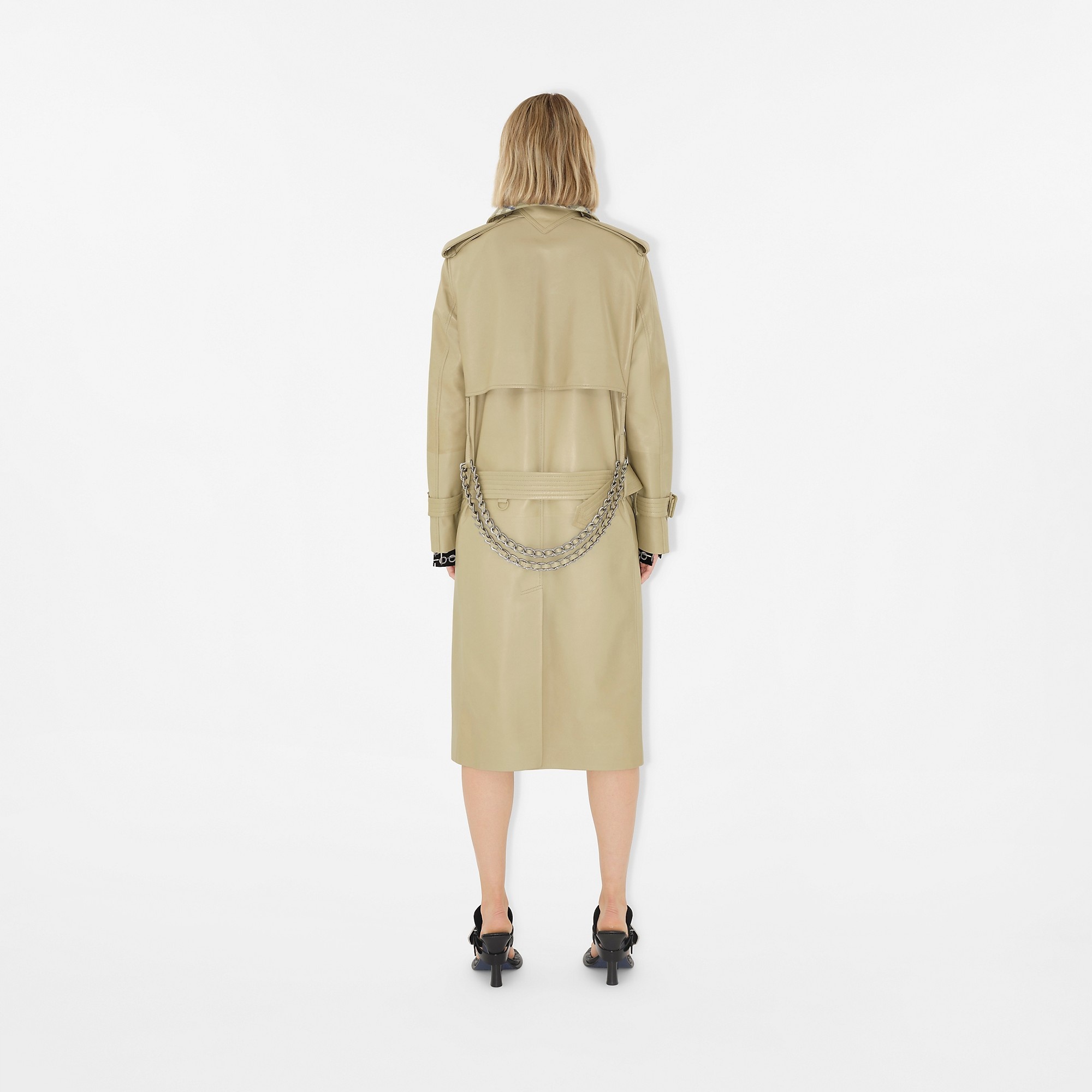 Long Leather Trench Coat - 4