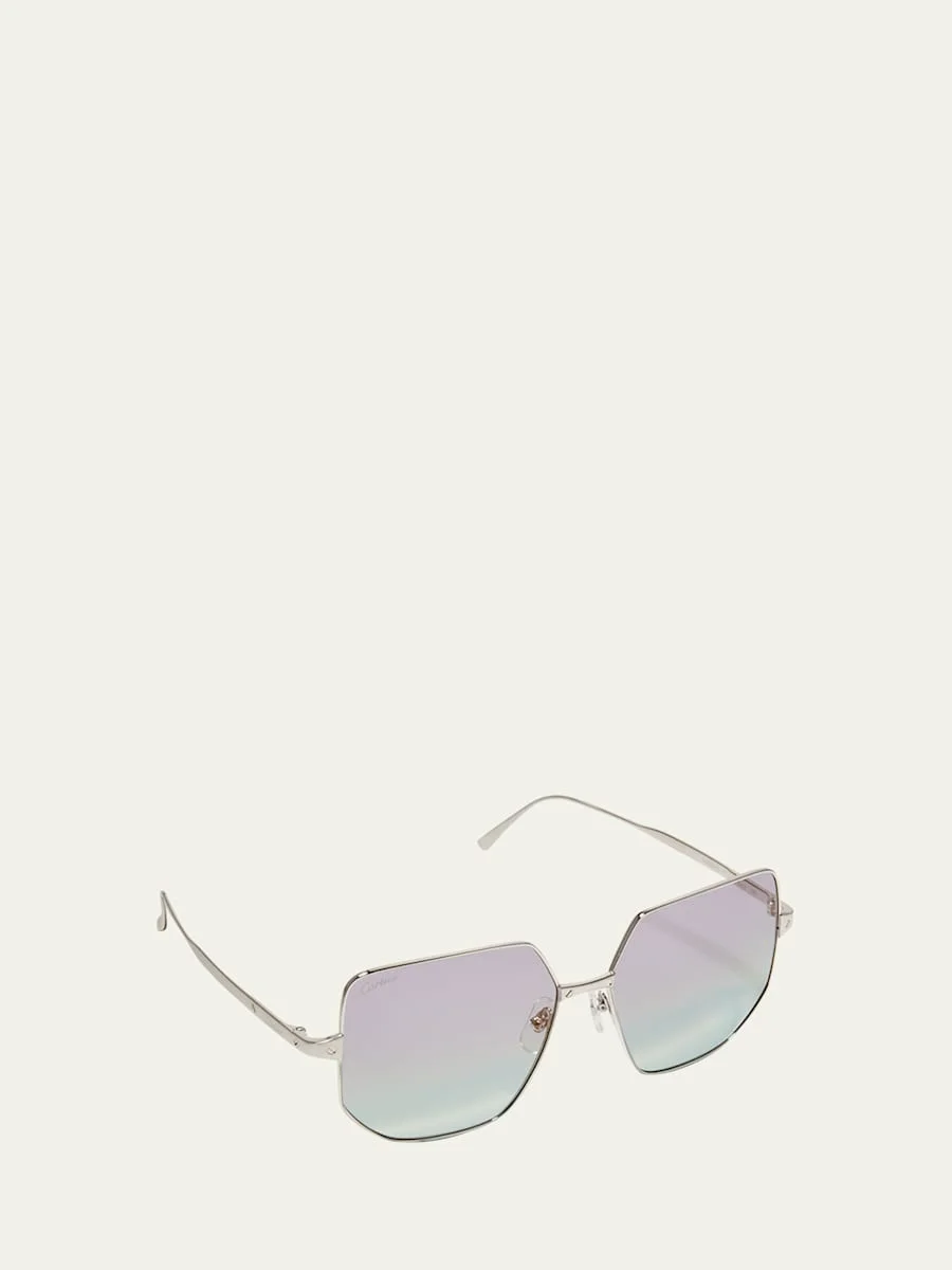 Oversized Square Metal Sunglasses - 1