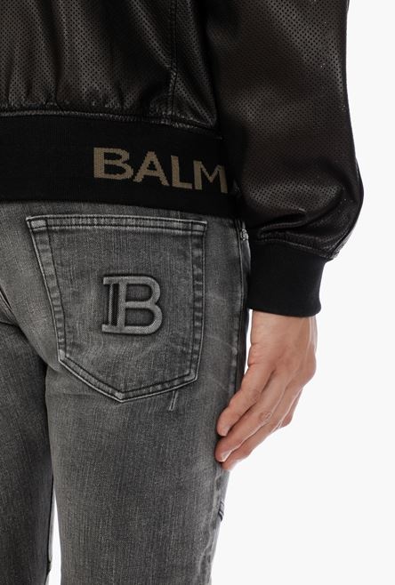 Reversible black leather bomber jacket - 8