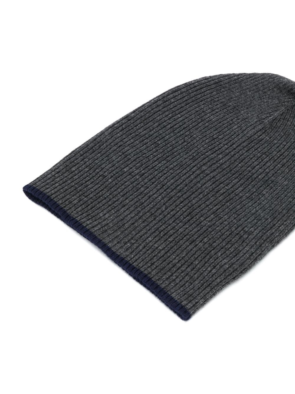 cashmere ribbed beanie - 2