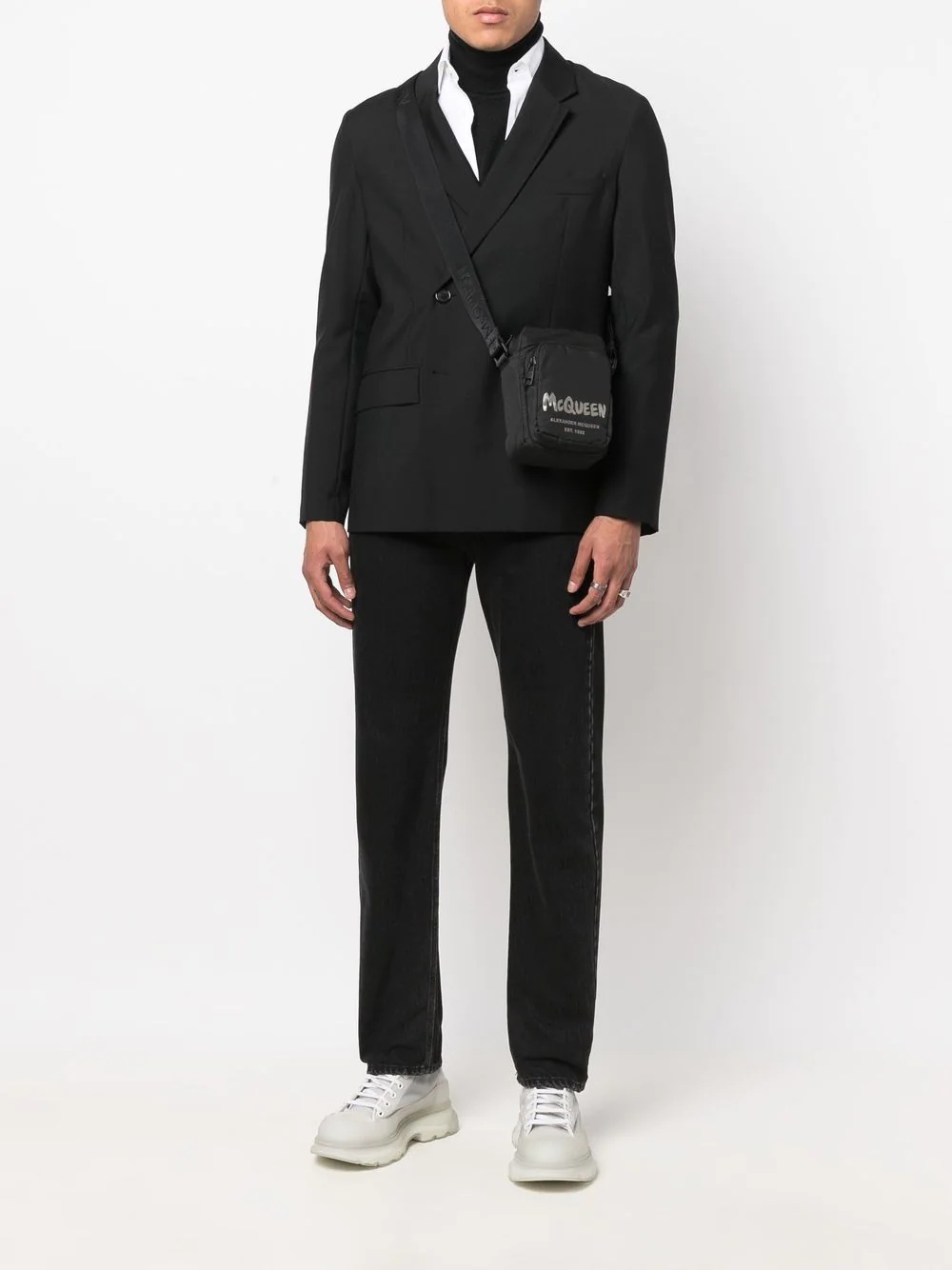 Alexander McQueen graffiti logo-print messenger bag | REVERSIBLE