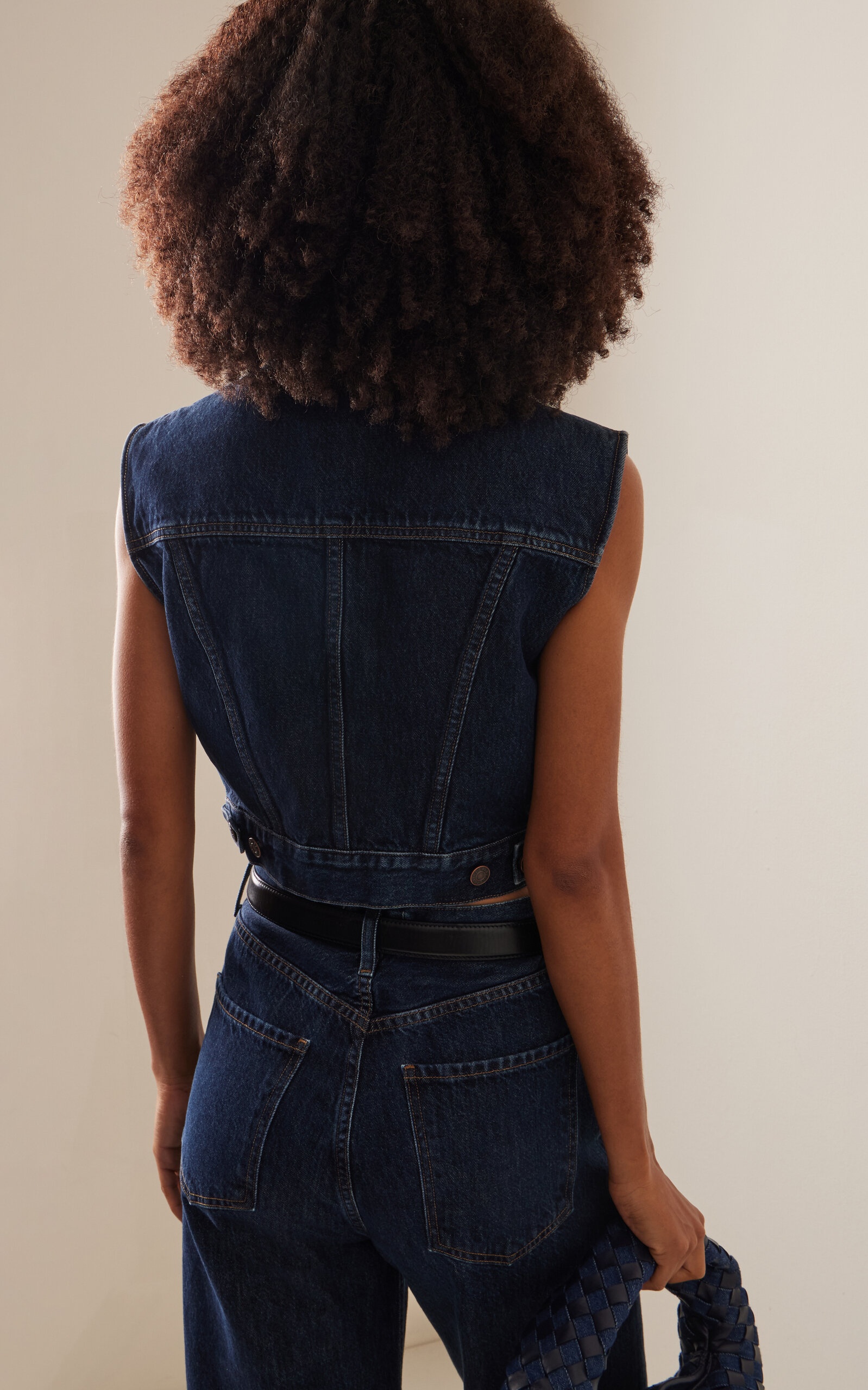 Leo Cropped Denim Vest blue - 4
