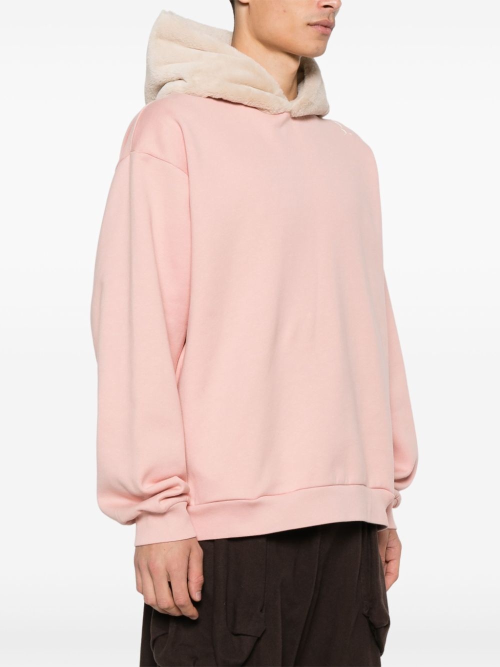 faux fur-detailed hoodie - 3