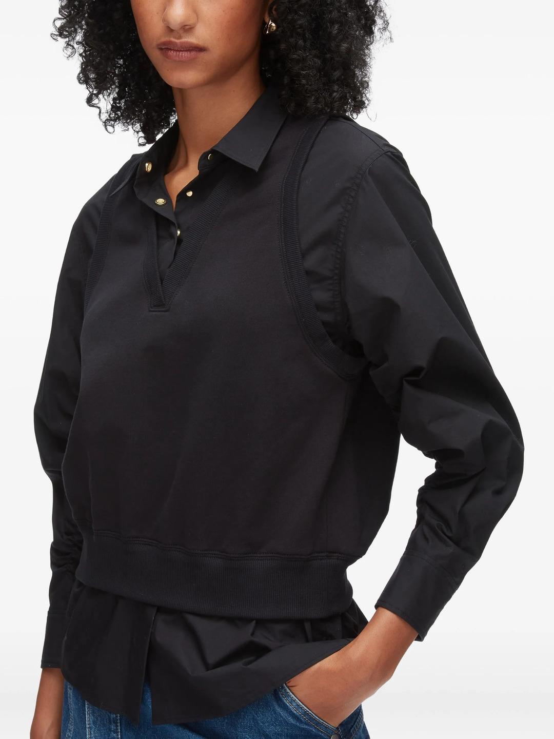 Ruched Shirt With Combo Vest - 4