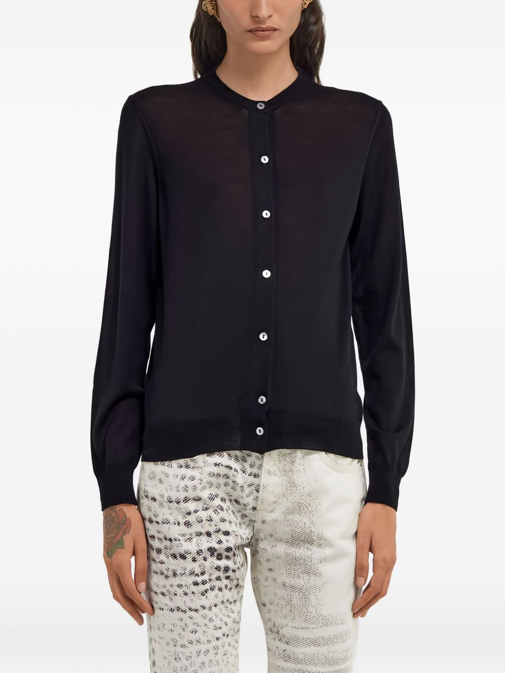 button-front wool cardigan - 2