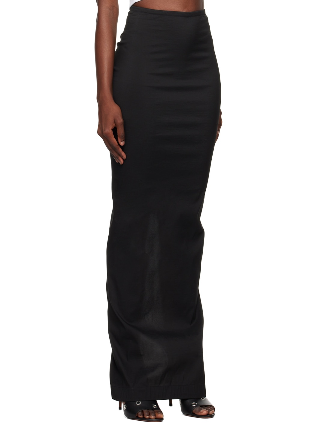 Black Vented Maxi Skirt - 3