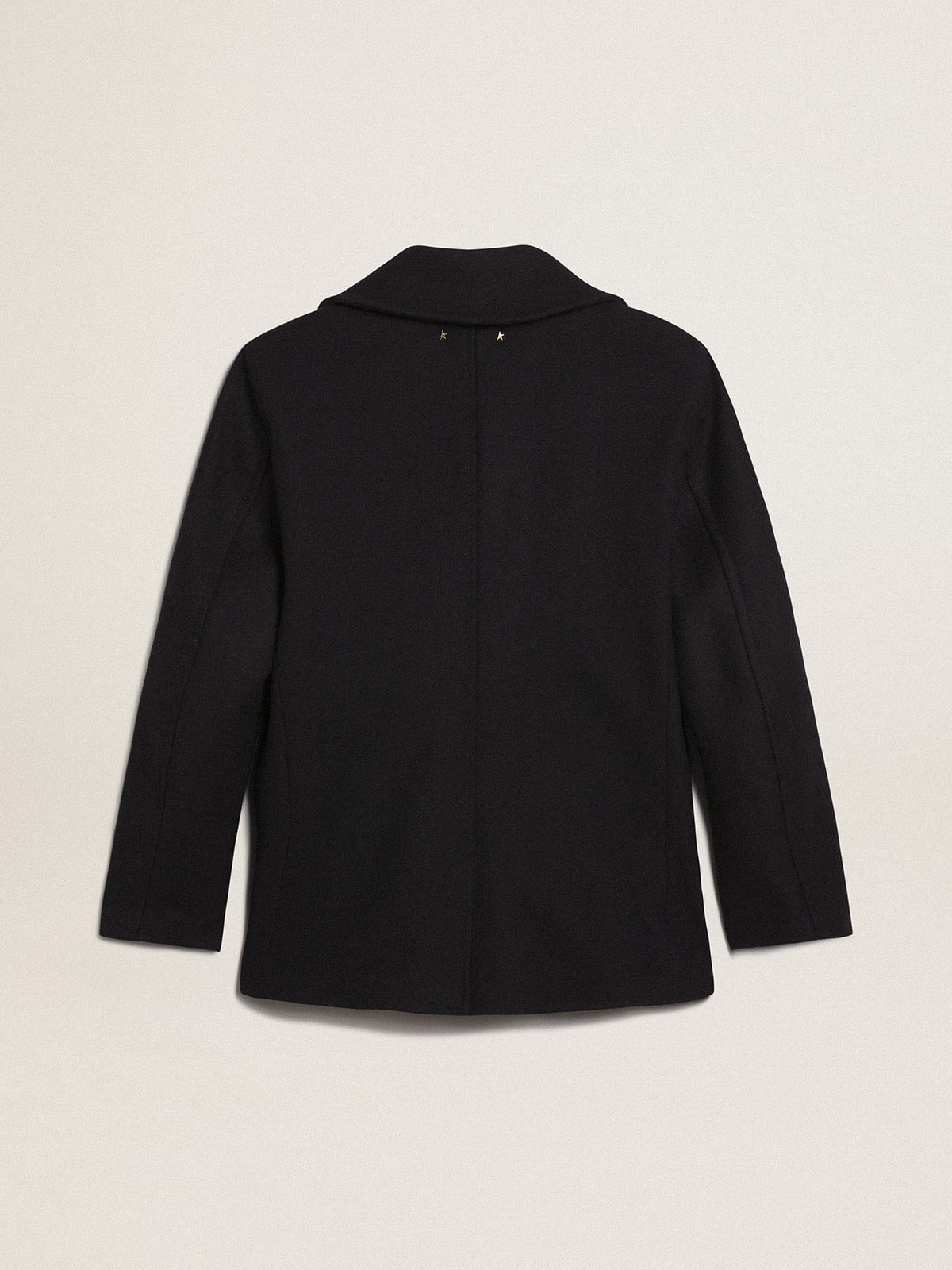 Men's double-breasted coat in dark blue wool with gold buttons - 5