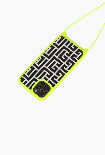 Bicolor ivory and black leather cell phone case - 4